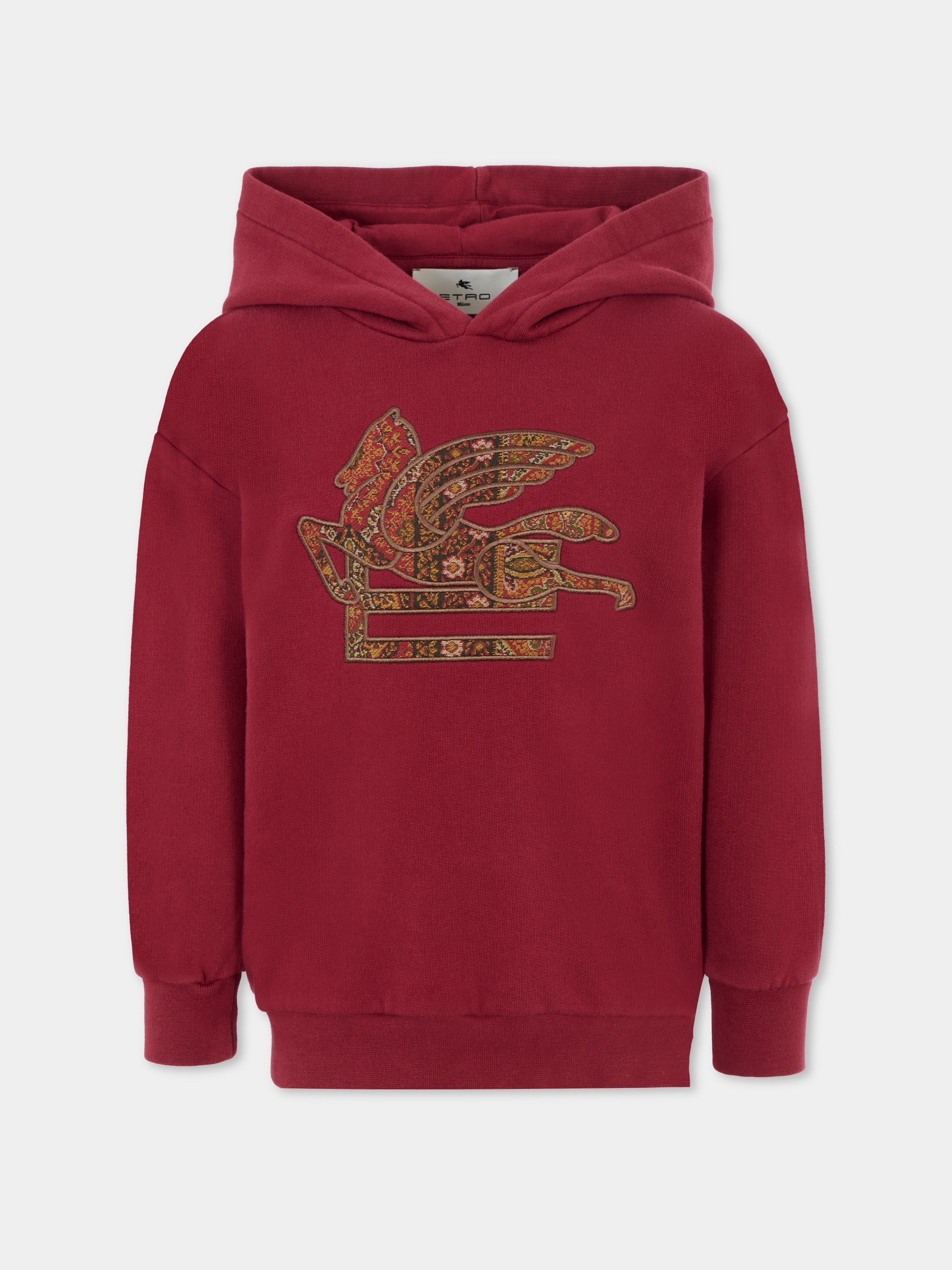 Felpa bordeaux per bambino con logo e Pegaso,Etro,GX4P30 Z3333 416