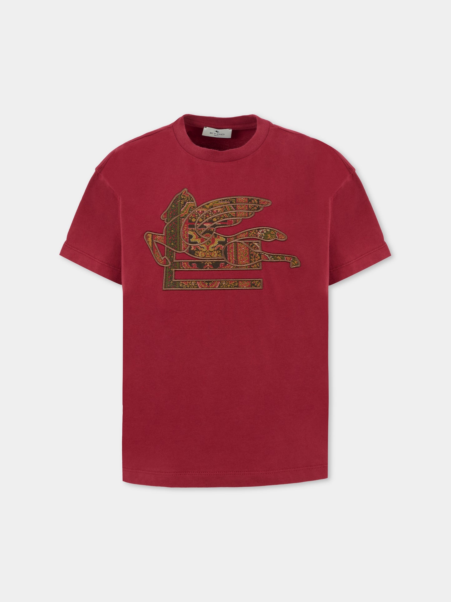 T-shirt avorio per bambino con logo e Pegaso,Etro,GX8P01 Z2904 416