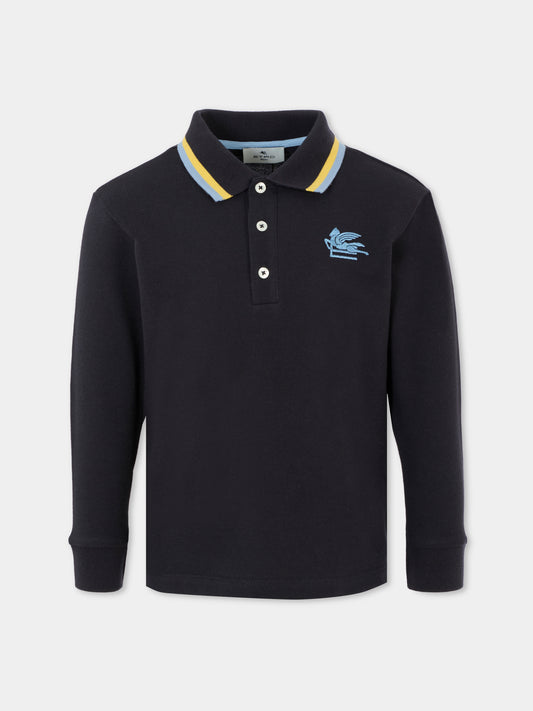 Polo blu per bambino con Pegaso,Etro,GX8P70 Z2119 621