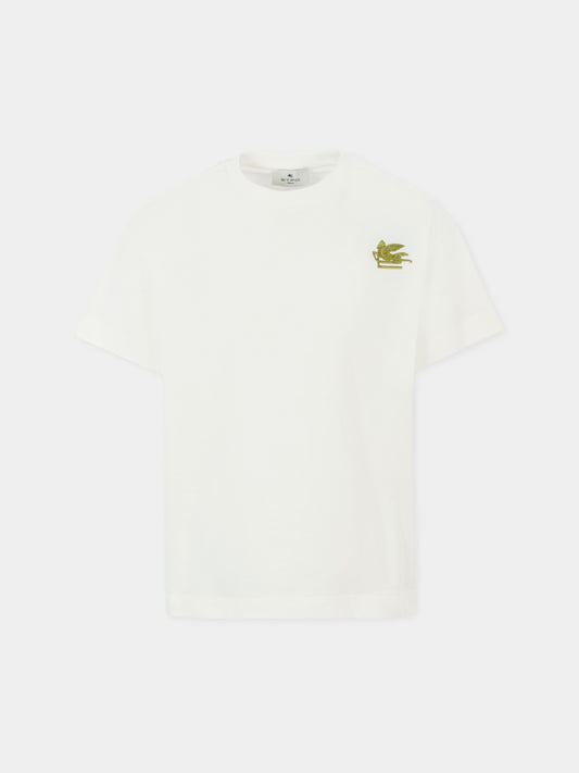 T-shirt bianca per bambino con Pegaso,Etro,GX8Q11 Z3186 101