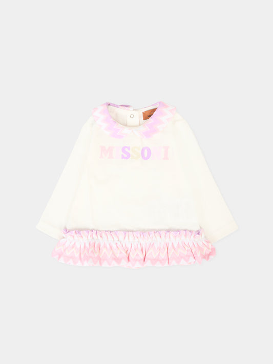 T-shirt avorio per neonata con logo,Missoni,MX8030-J0177 101RS
