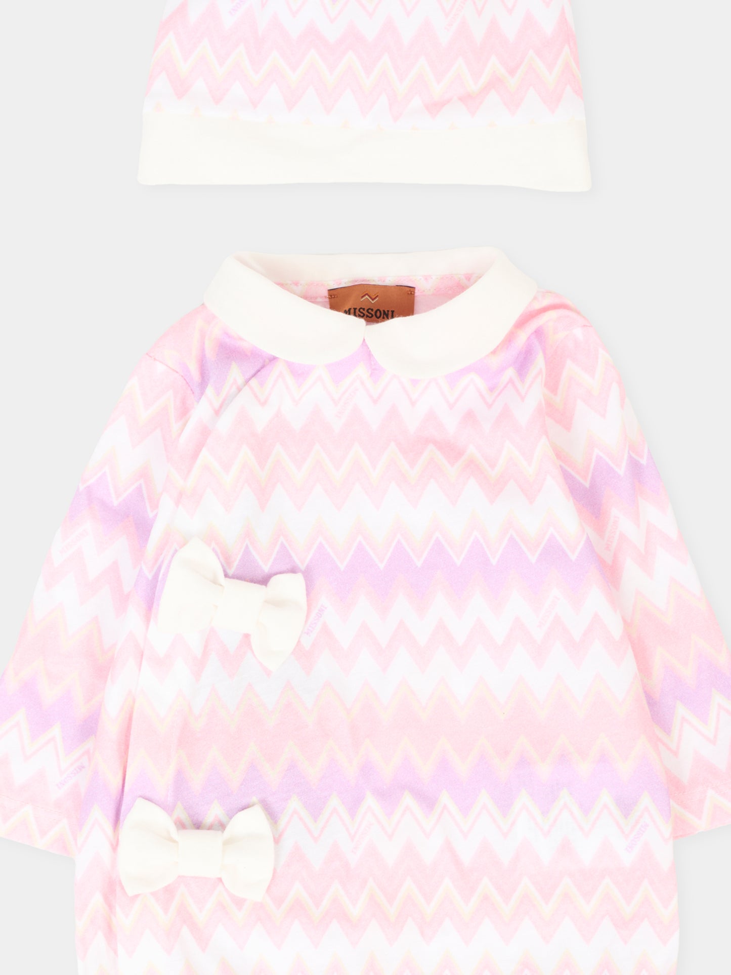 Set tutina rosa per neonata con motivo chevron,Missoni,MXB020-J0518 100RS