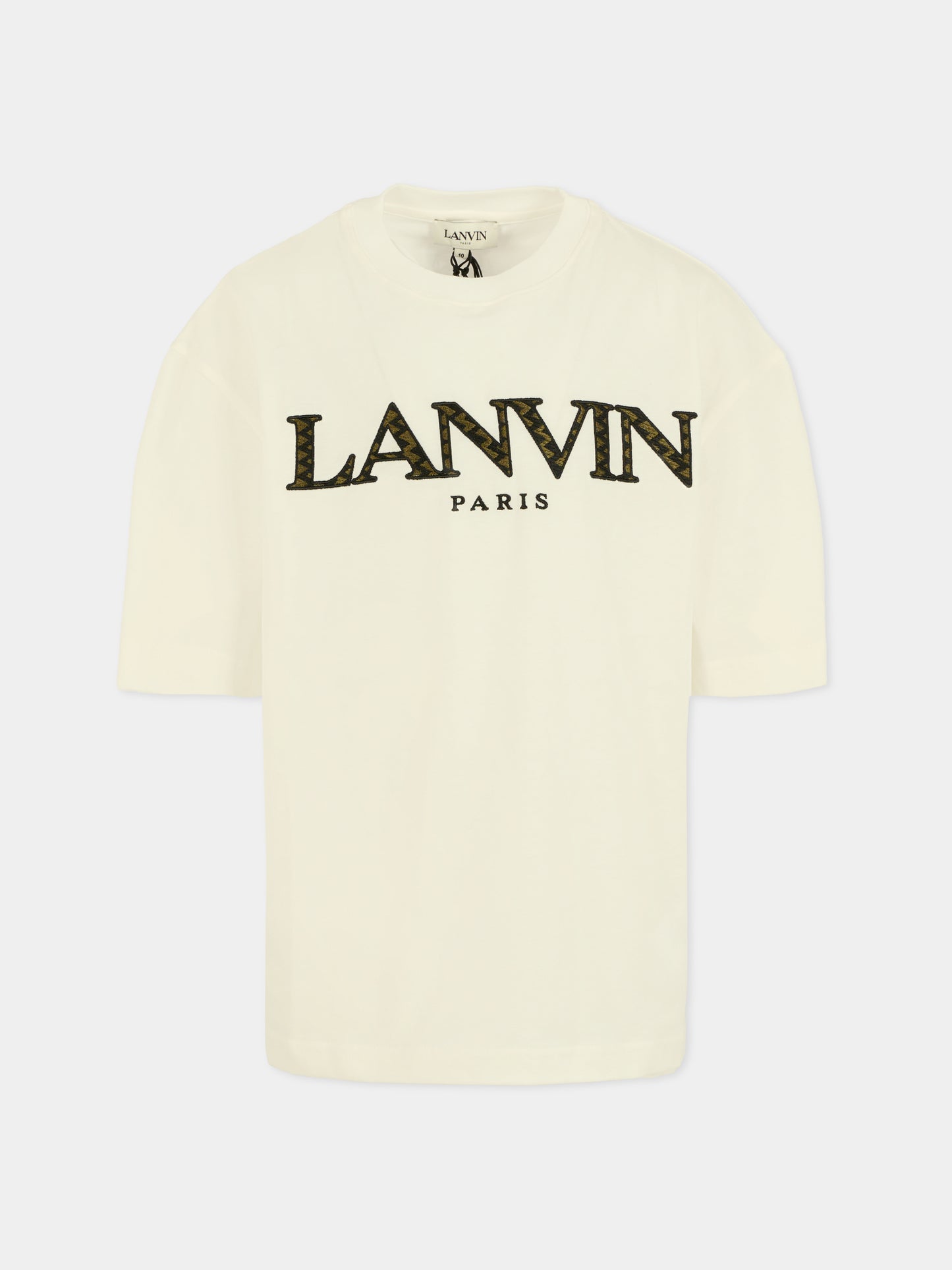 T-shirt avorio per bambino con logo,Lanvin Petite,N30283 117