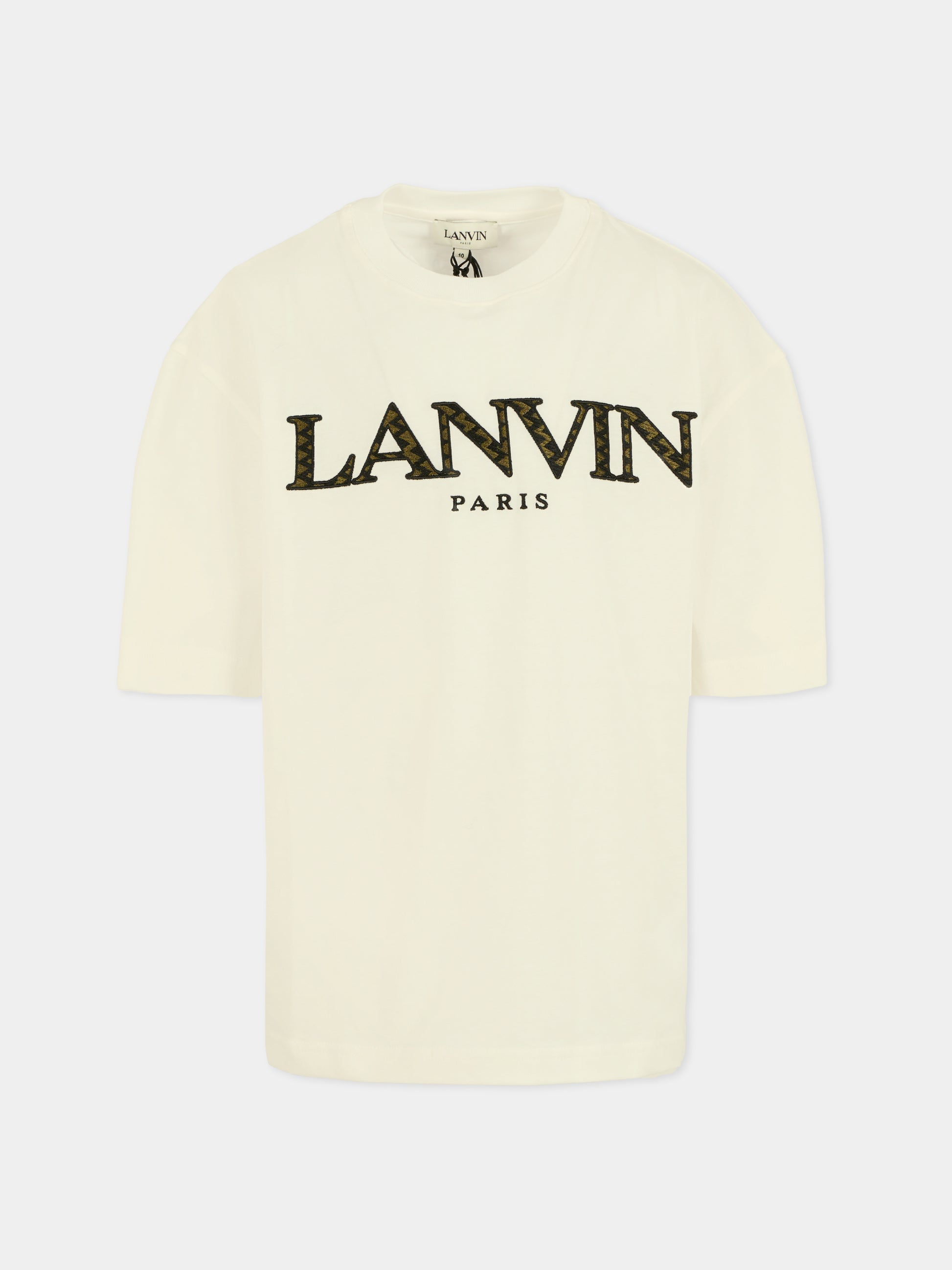 T-shirt avorio per bambino con logo,Lanvin Petite,N30283 117
