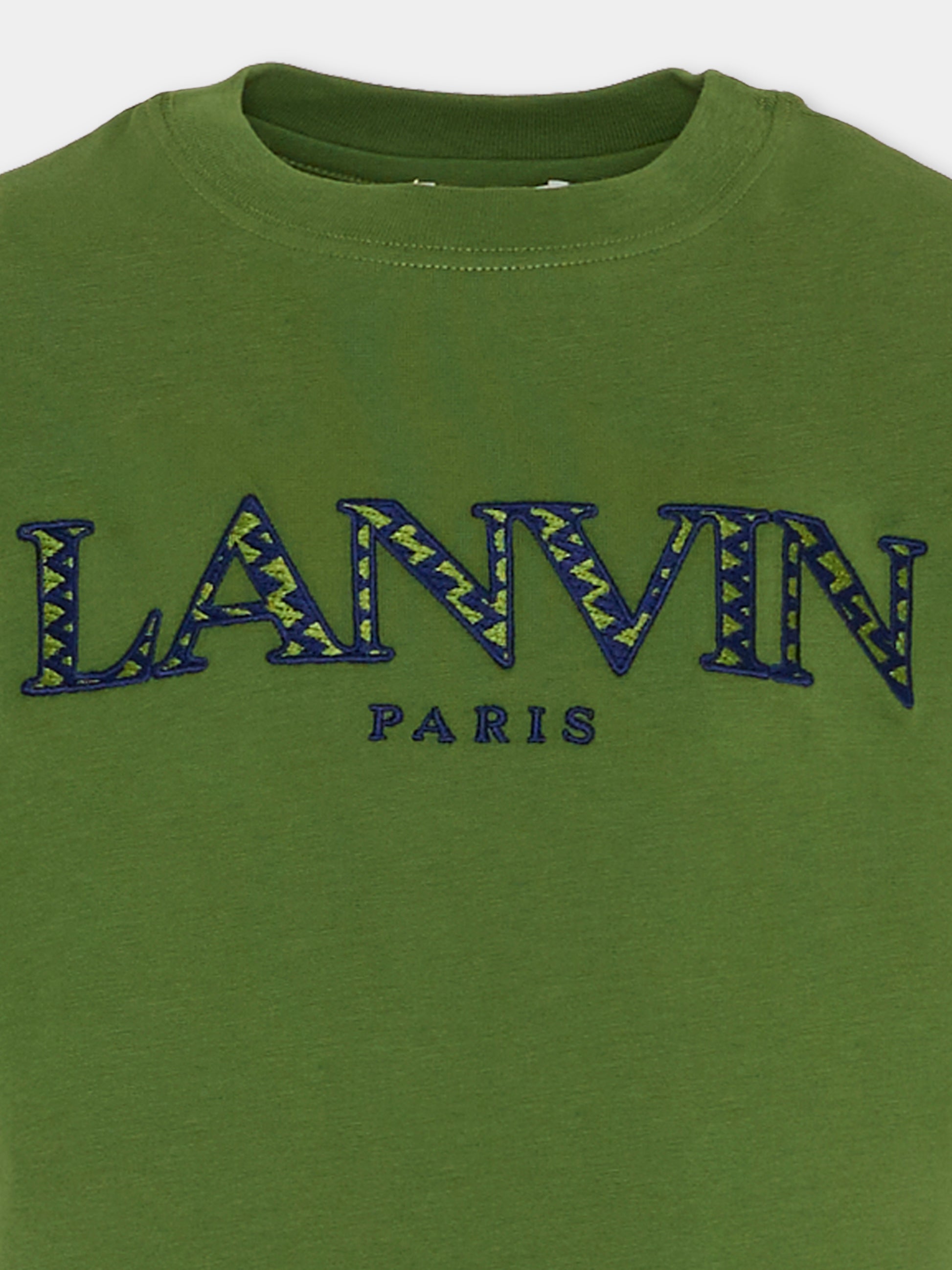 T-shirt verde per bambino con logo,Lanvin Petite,N30283 625