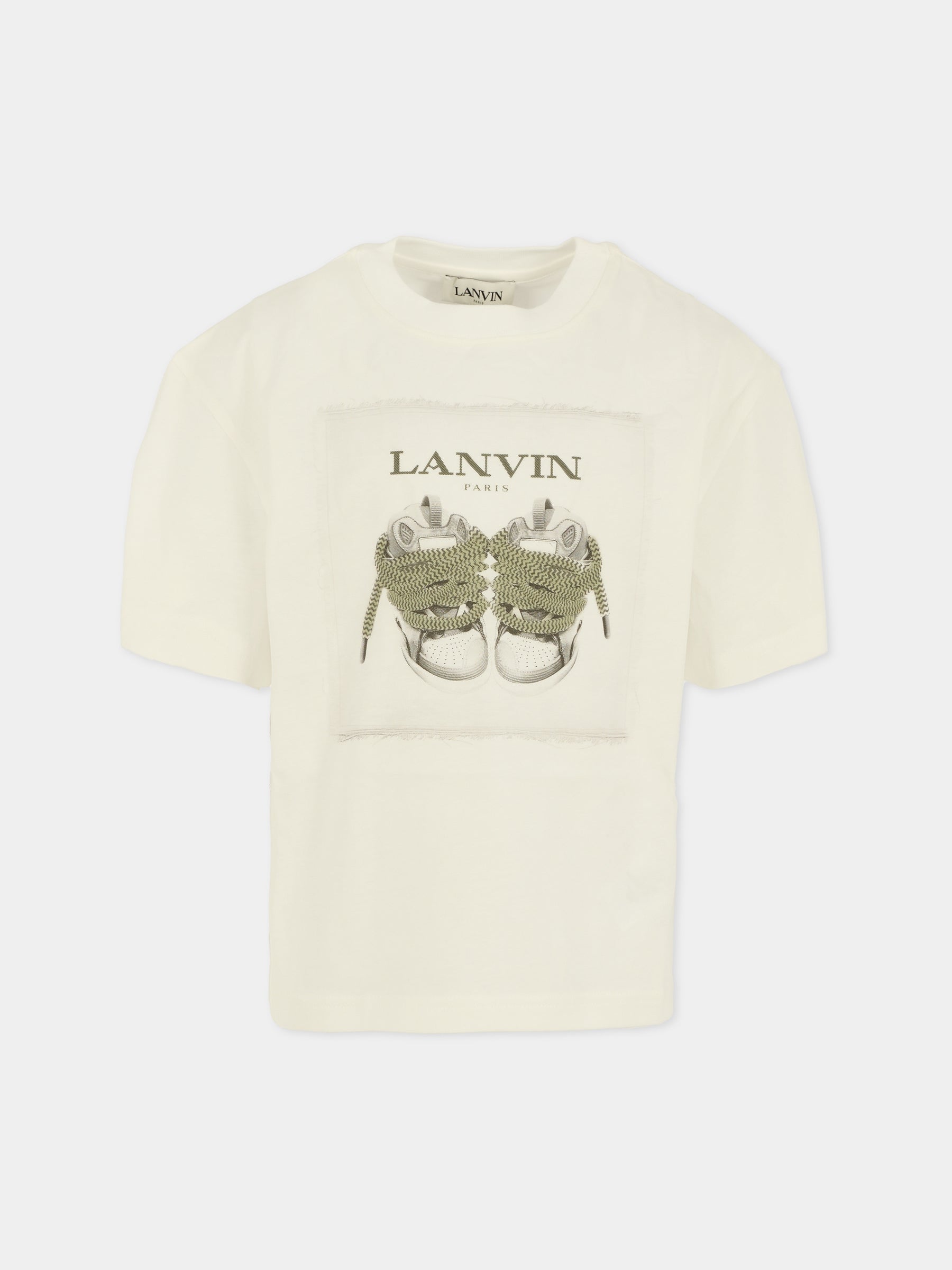 T-shirt avorio per bambini con Curb Basket,Lanvin Petite,N30285 117