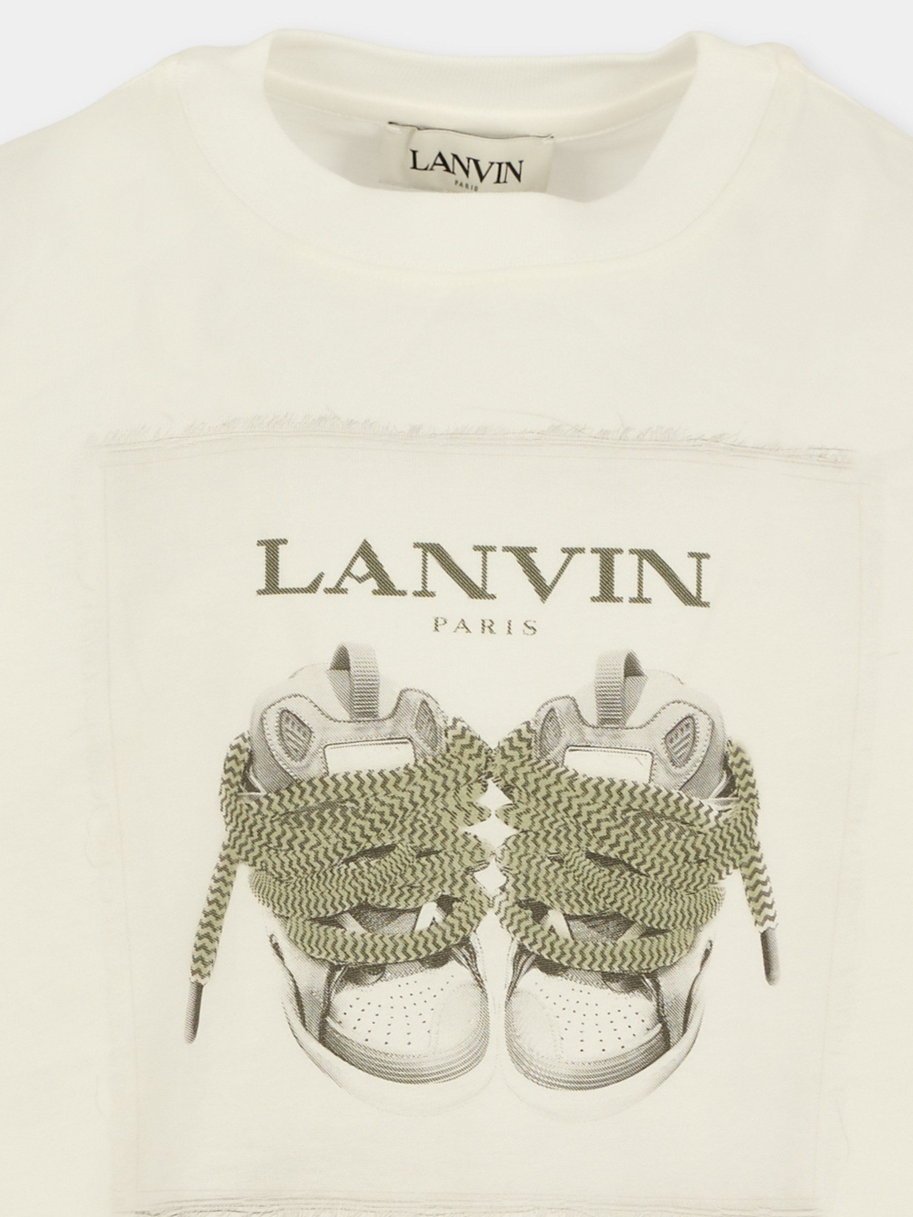 T-shirt avorio per bambini con Curb Basket,Lanvin Petite,N30285 117