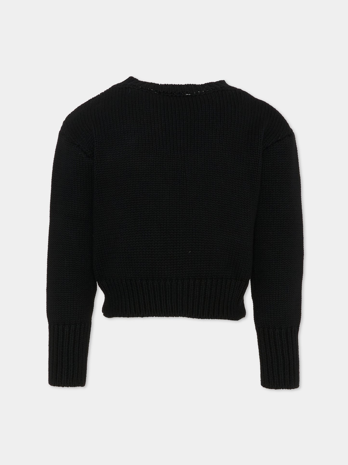 Maglione crop nero per bambina con fiocco,Marc Jacobs,W60569 09B