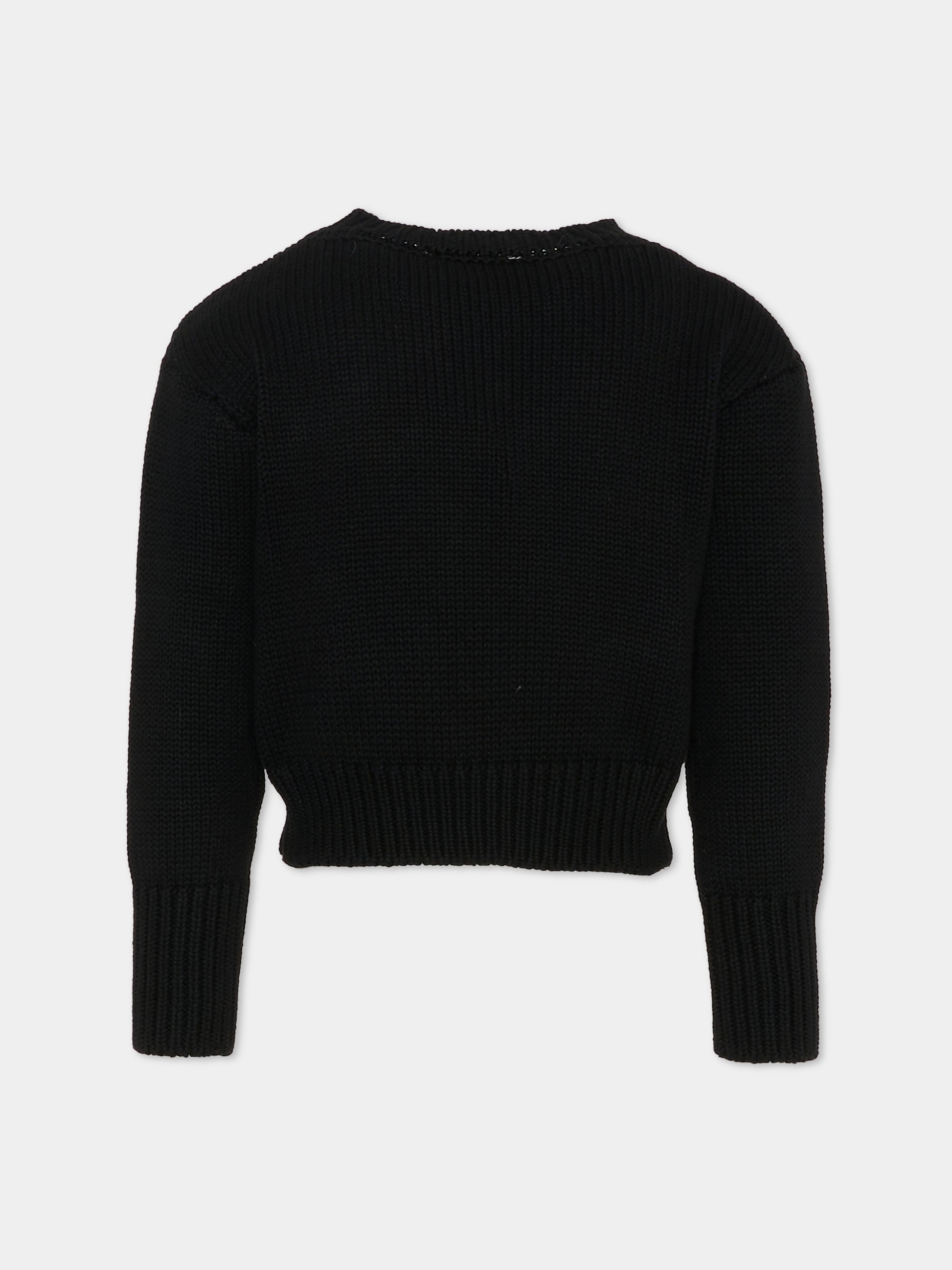 Maglione crop nero per bambina con fiocco,Marc Jacobs,W60569 09B