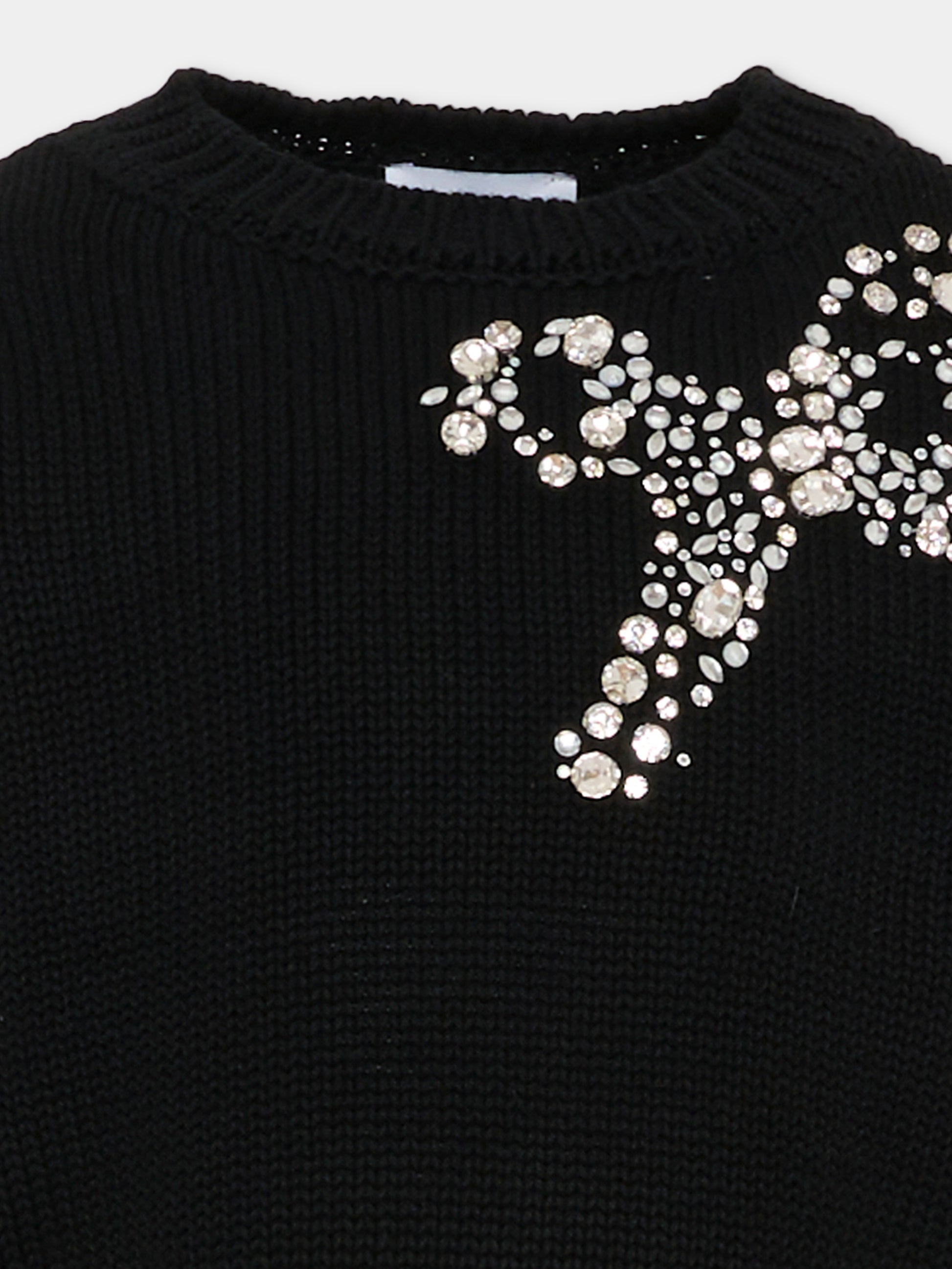 Maglione crop nero per bambina con fiocco,Marc Jacobs,W60569 09B