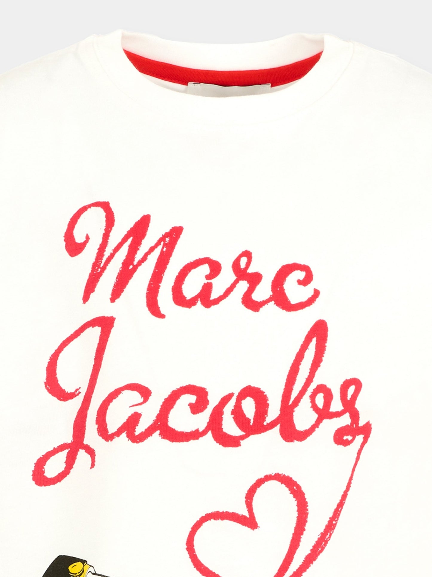 T-shirt bianca per bambina con logo e rossetto,Marc Jacobs,W60579 10P