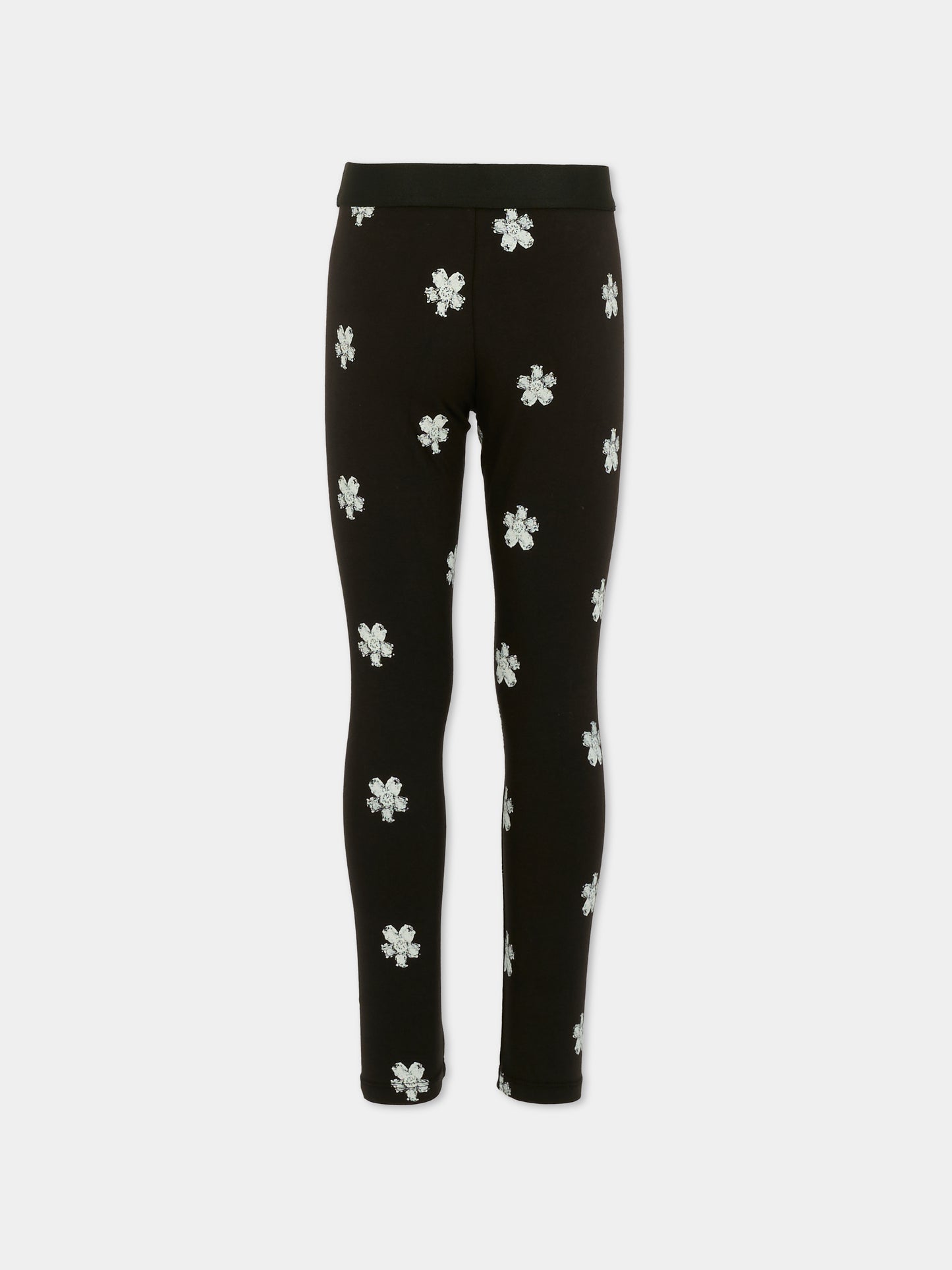 Leggings neri per bambina con fiori all over,Marc Jacobs,W60592 09B