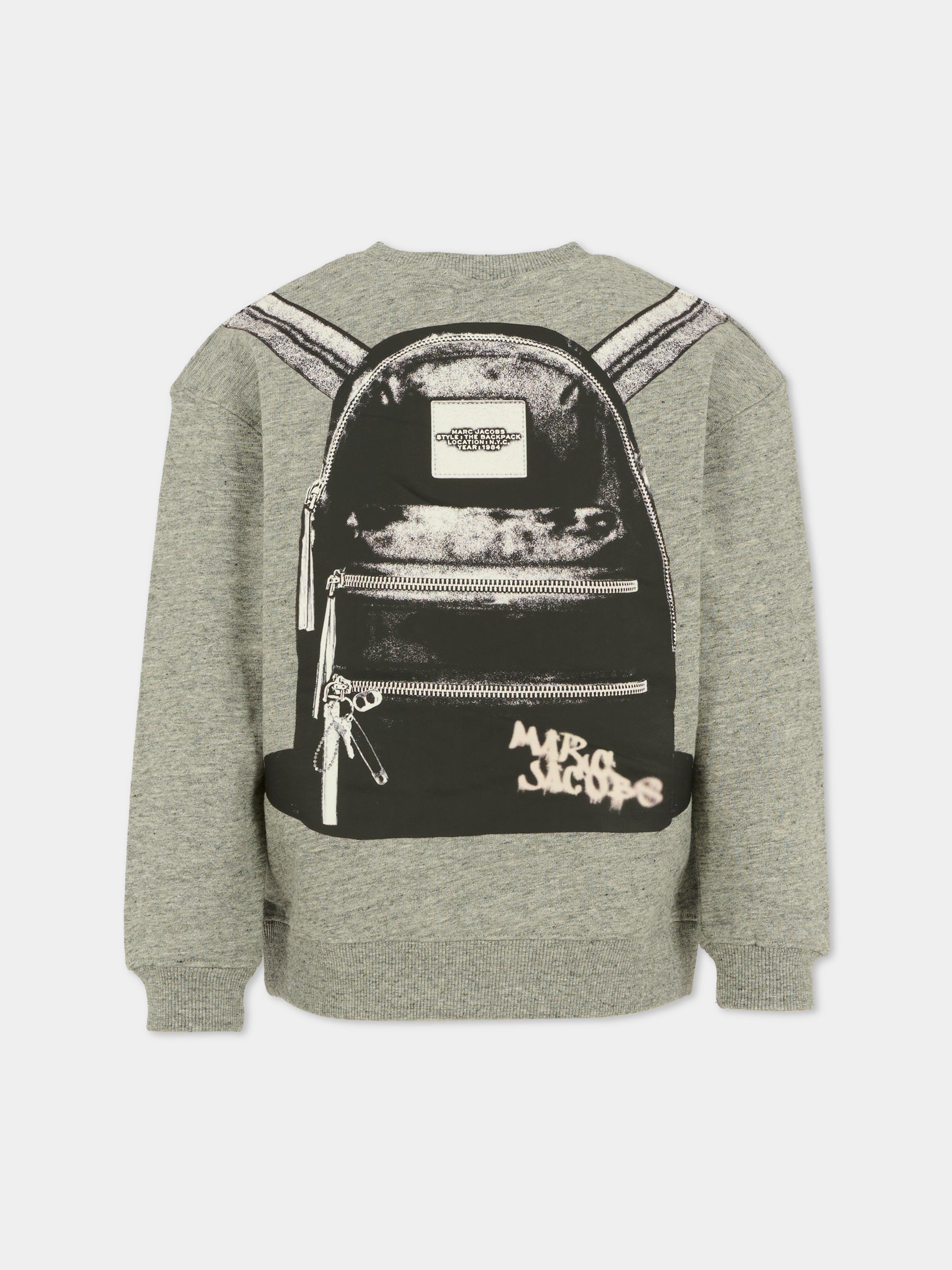 Felpa grigia per bambino con logo e stampa zaino,Marc Jacobs,W60623 A35