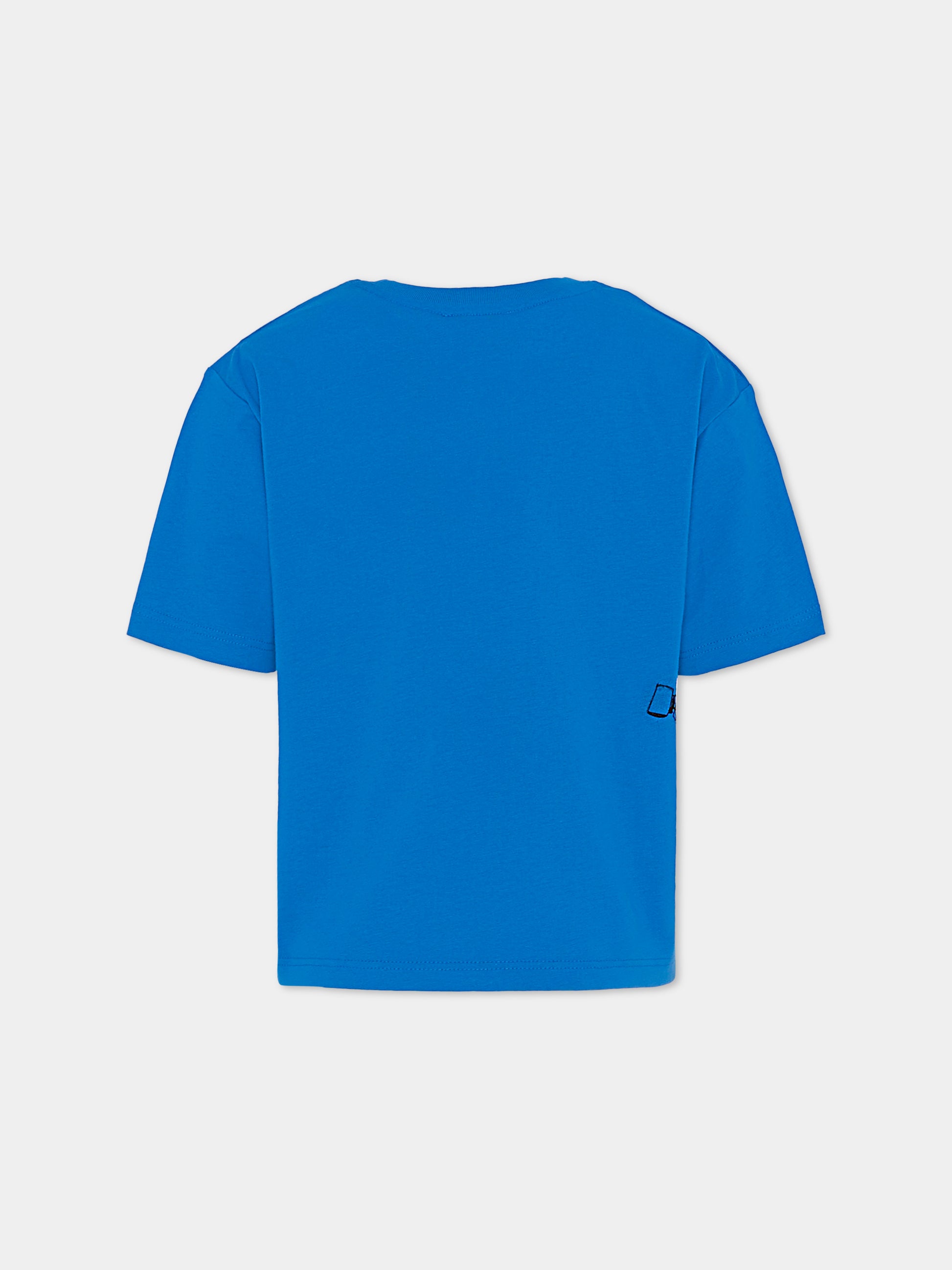 T-shirt blu per bambino con logo e zip,Marc Jacobs,W60637 872