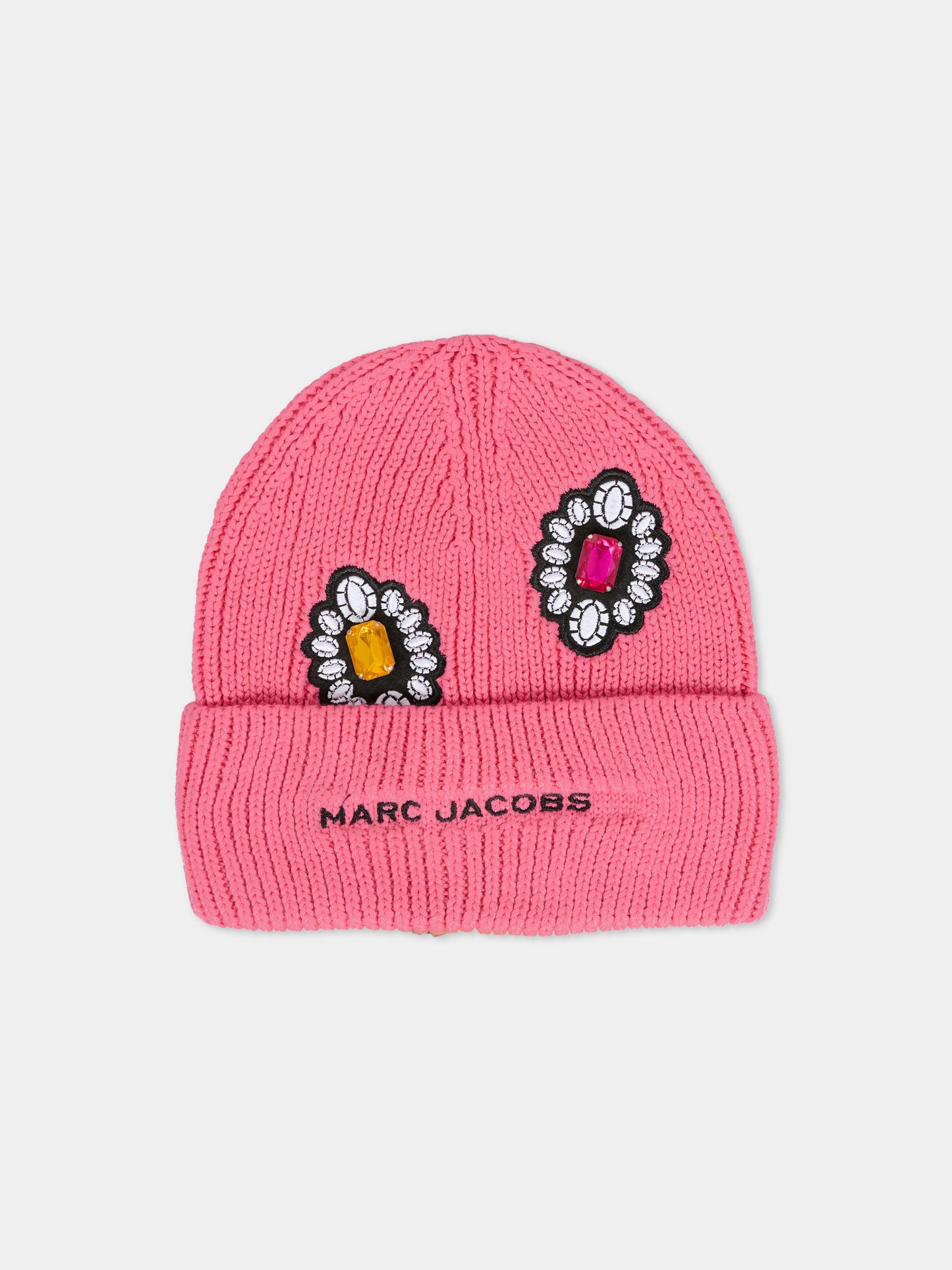 Berretto rosa per bambina con spille ricamate,Marc Jacobs,W60676 490