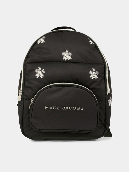 Zaino nero per bambina con fiori,Marc Jacobs,W60683 09B