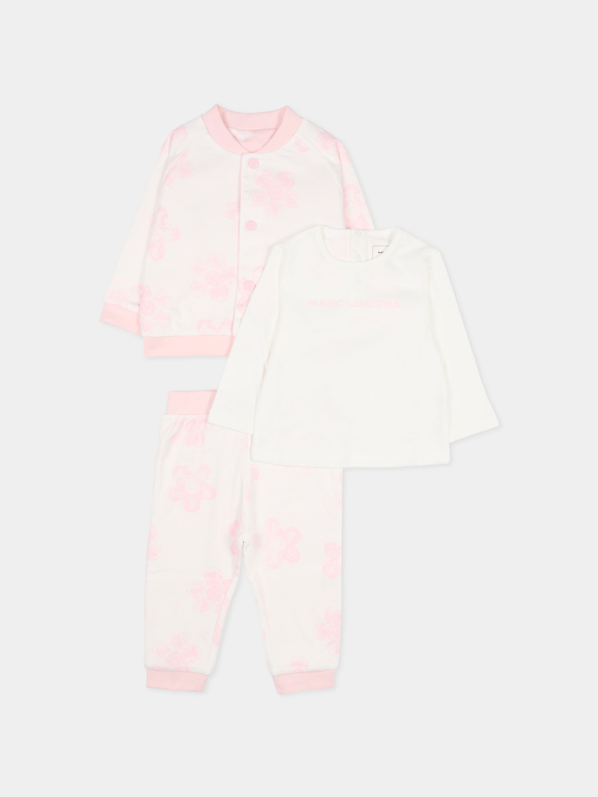 Completo reversibile rosa per neonata con fiori,Marc Jacobs,W60693 475