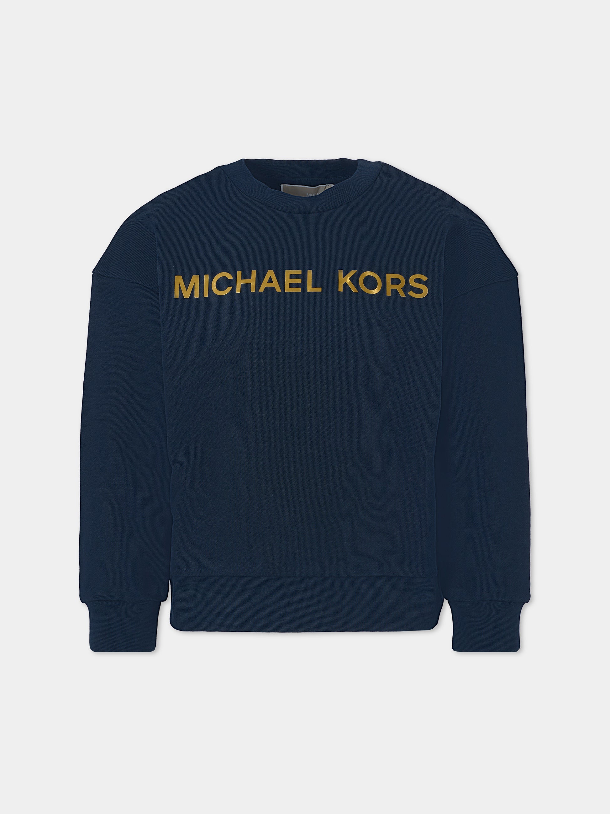 Felpa blu per bambina con logo,Michael Kors,R30469 849