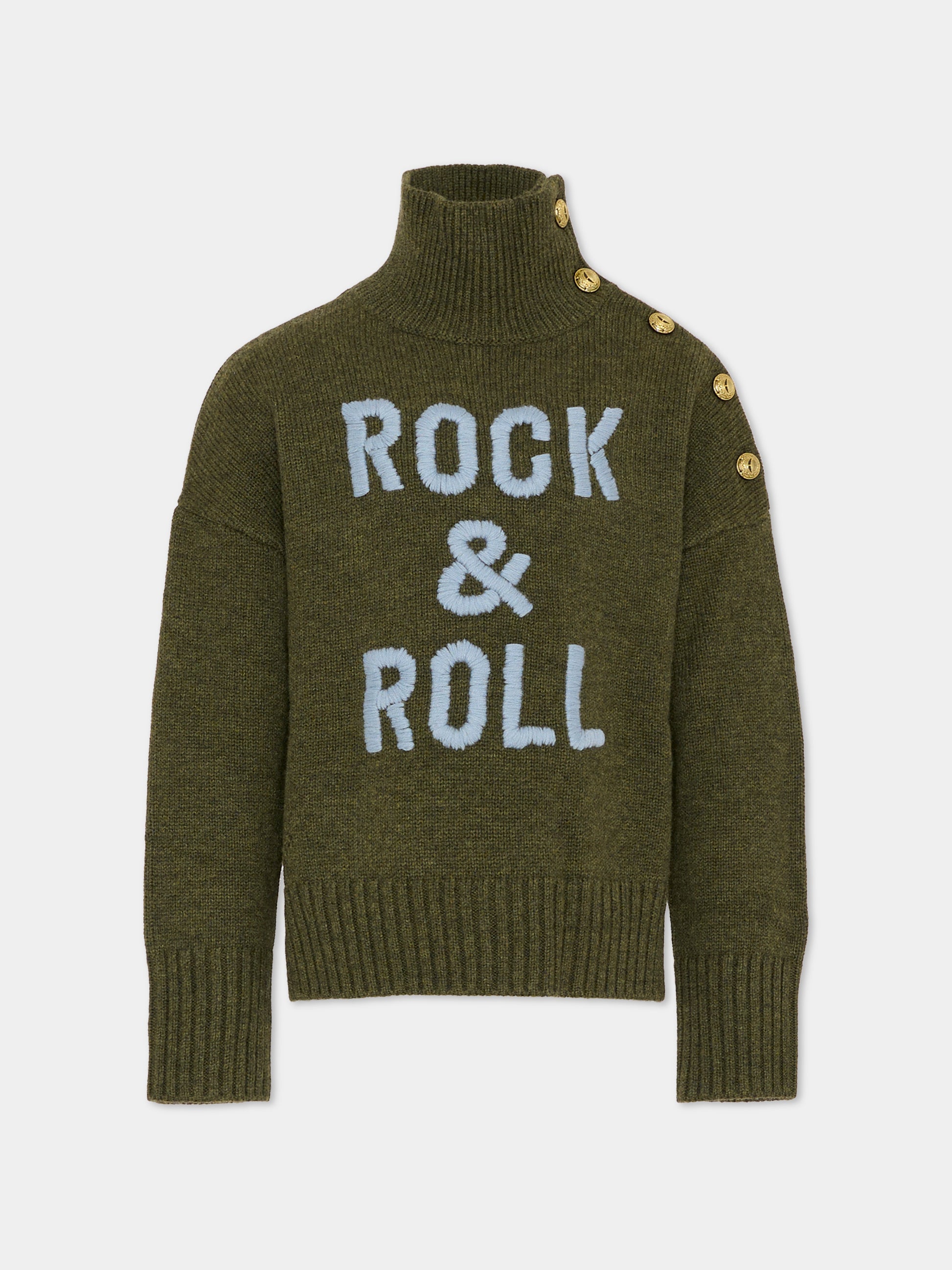 Dolcevita verde per bambina con scritta,Zadig & Voltaire Kids,X60425 H49