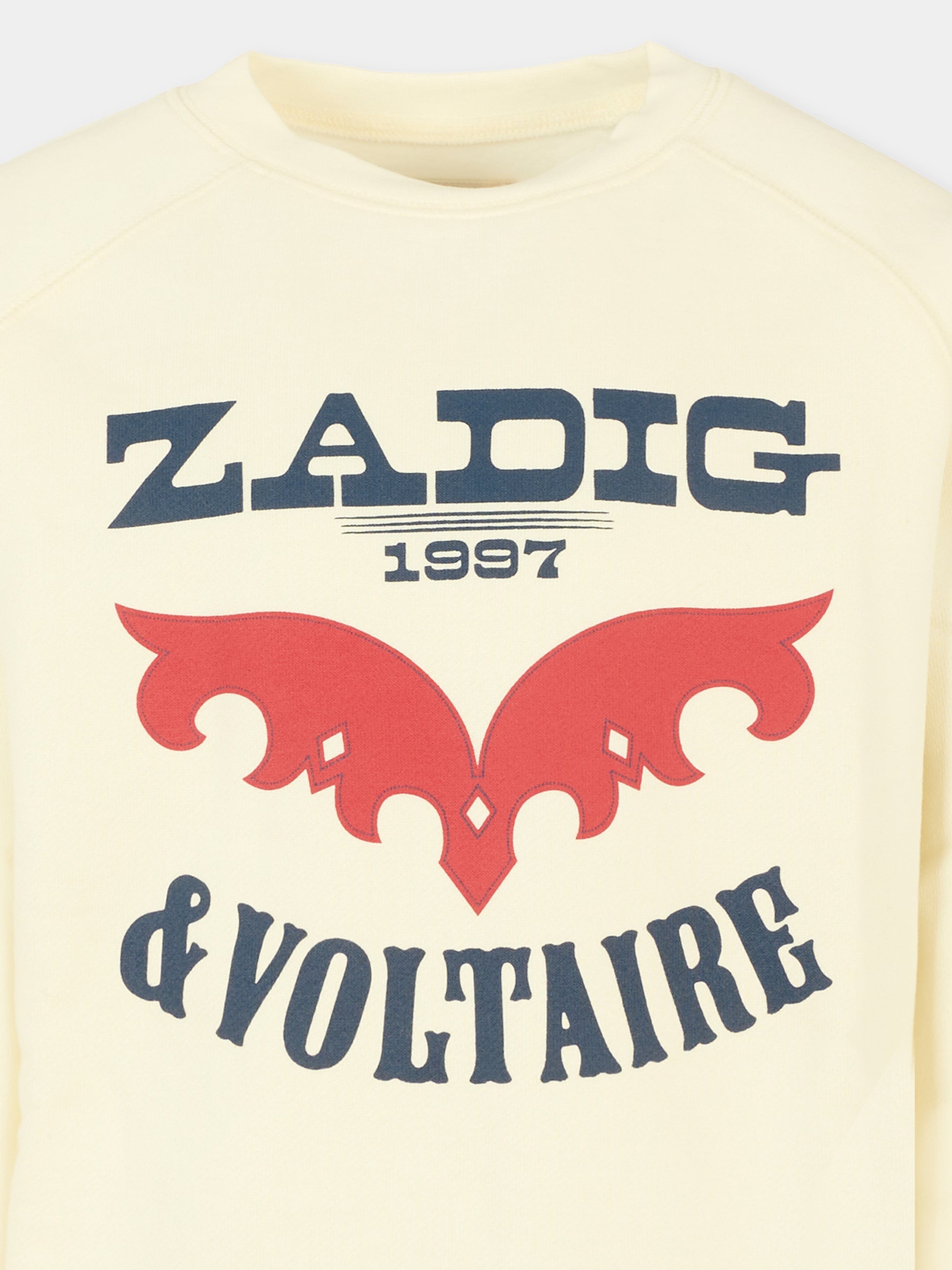 Felpa avorio per bambina con logo,Zadig & Voltaire Kids,X60436 195
