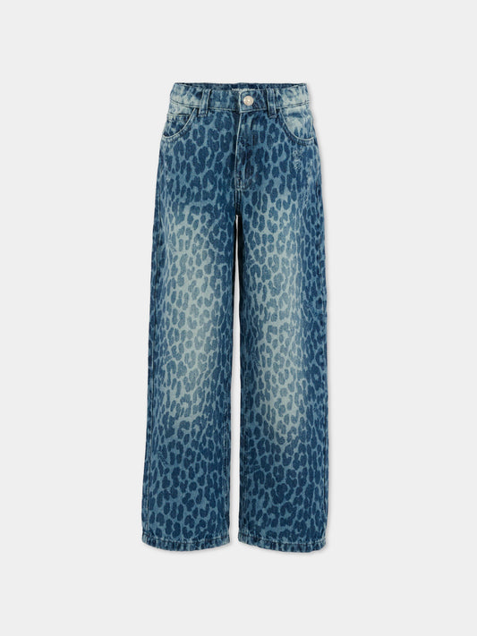Jeans denim per bambina con stampa animalier,Zadig & Voltaire Kids,X60447 Z10