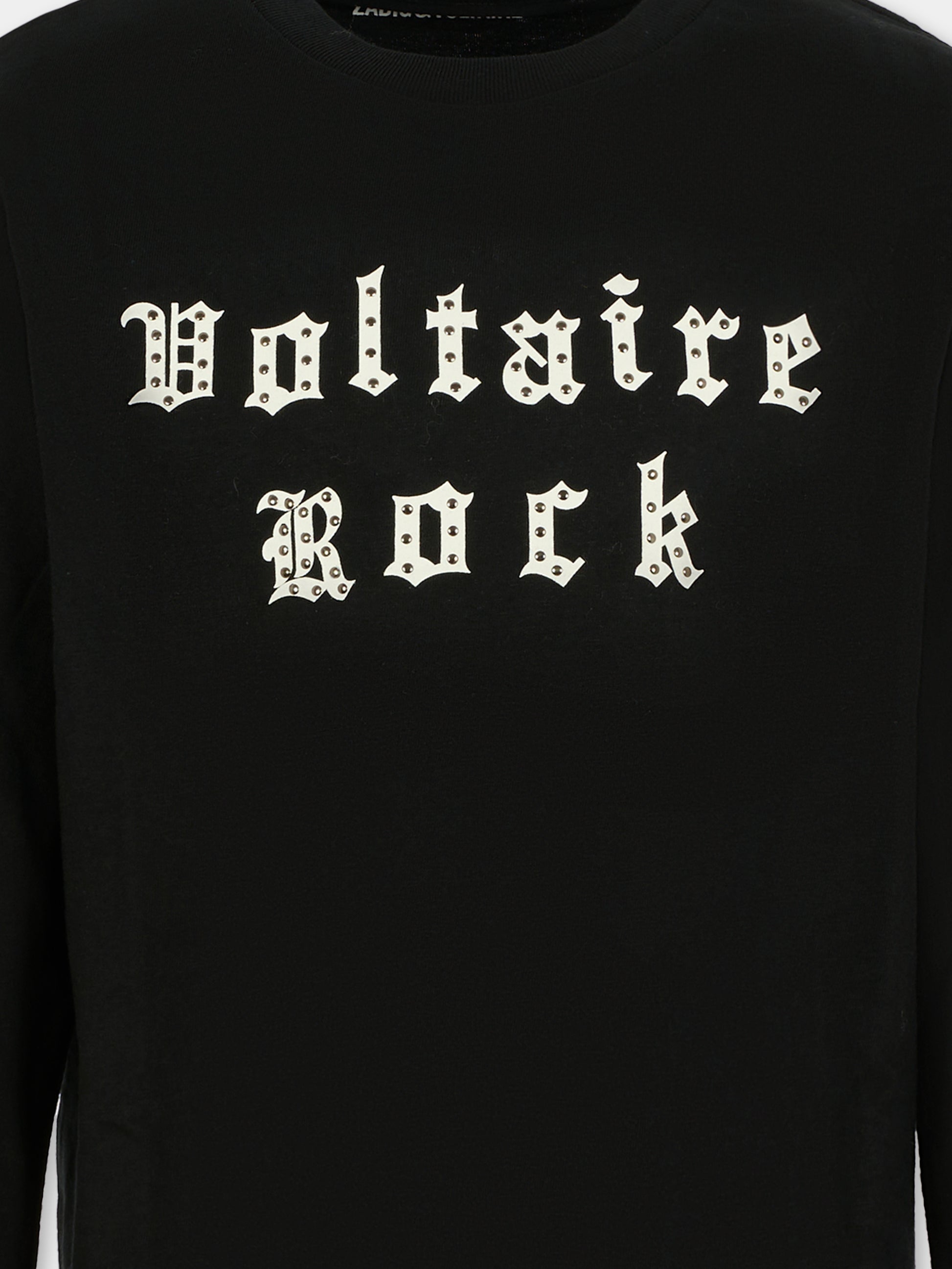 T-shirt nera per bambino con logo,Zadig & Voltaire Kids,X60485 09B