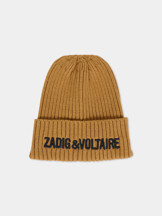 Berretto marrone per bambini con logo,Zadig & Voltaire Kids,X60498 213