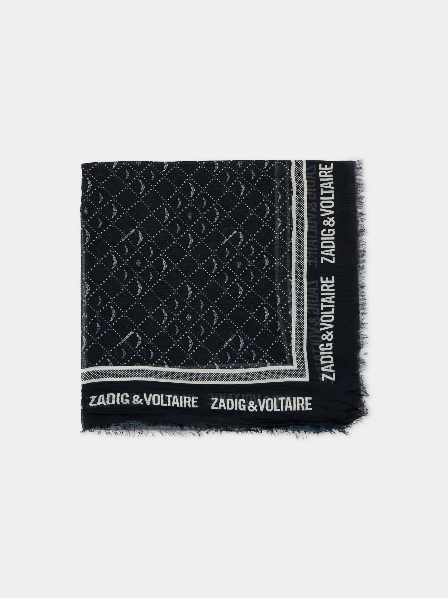 Sciarpa nera per bambina con ali all over,Zadig & Voltaire Kids,X60507 09B