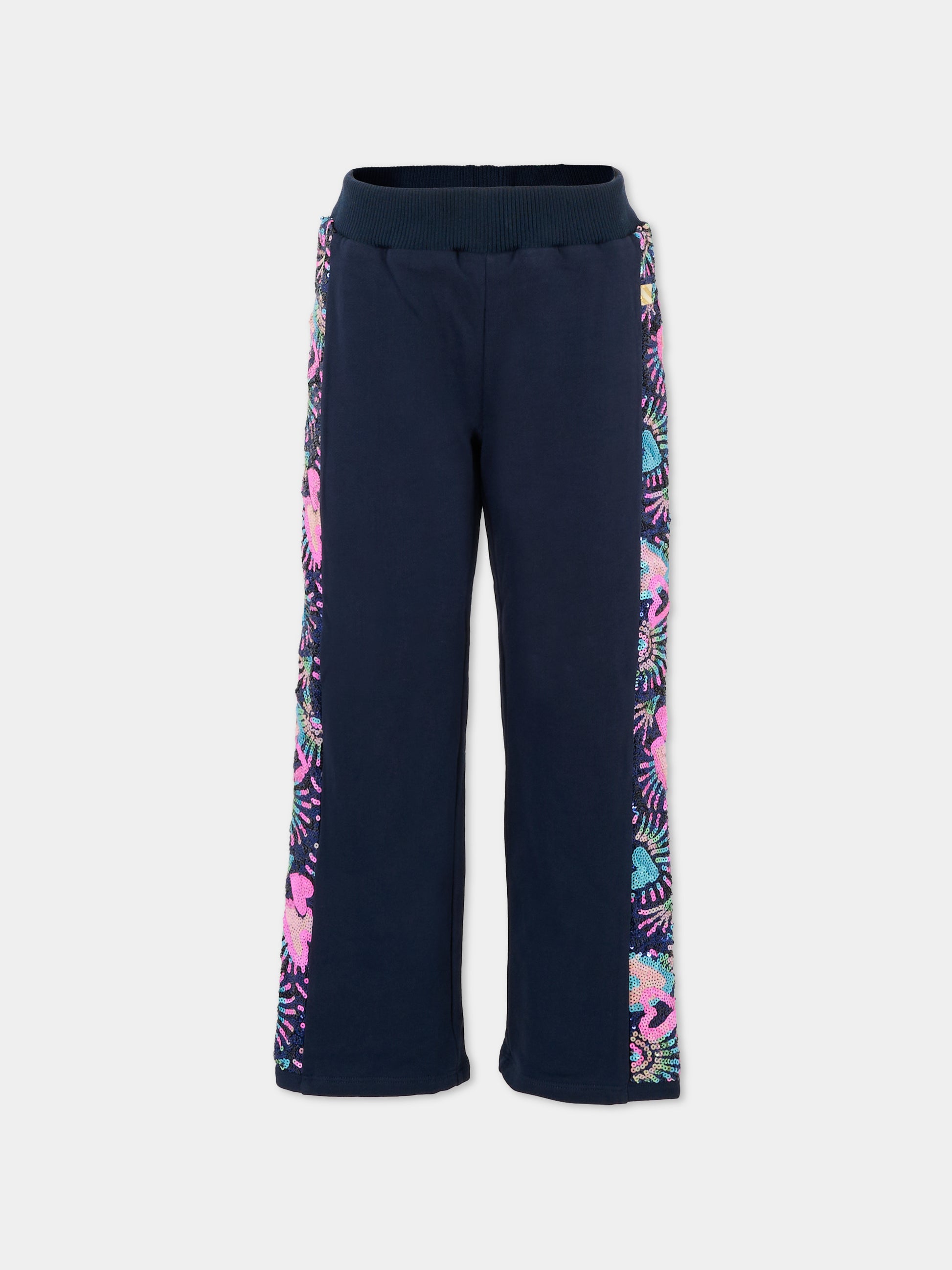 Pantaloni blu per bambina con paillettes,Billieblush,U21592 85T