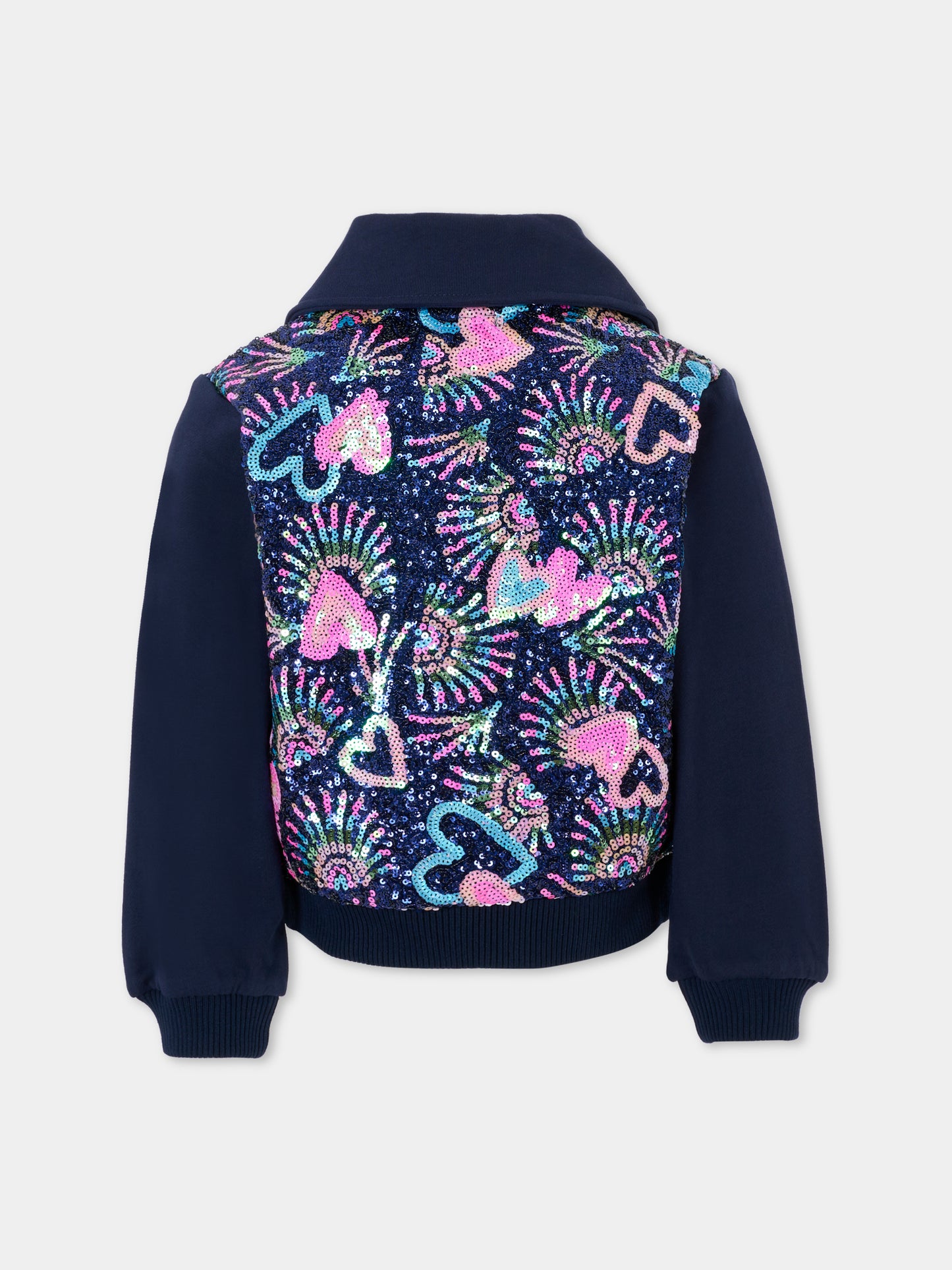 Felpa blu per bambina con cuori,Billieblush,U21605 85T