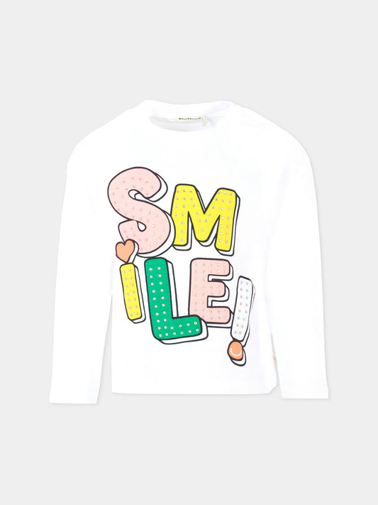 T-shirt bianca per bambina con scritta,Billieblush,U21637 10P