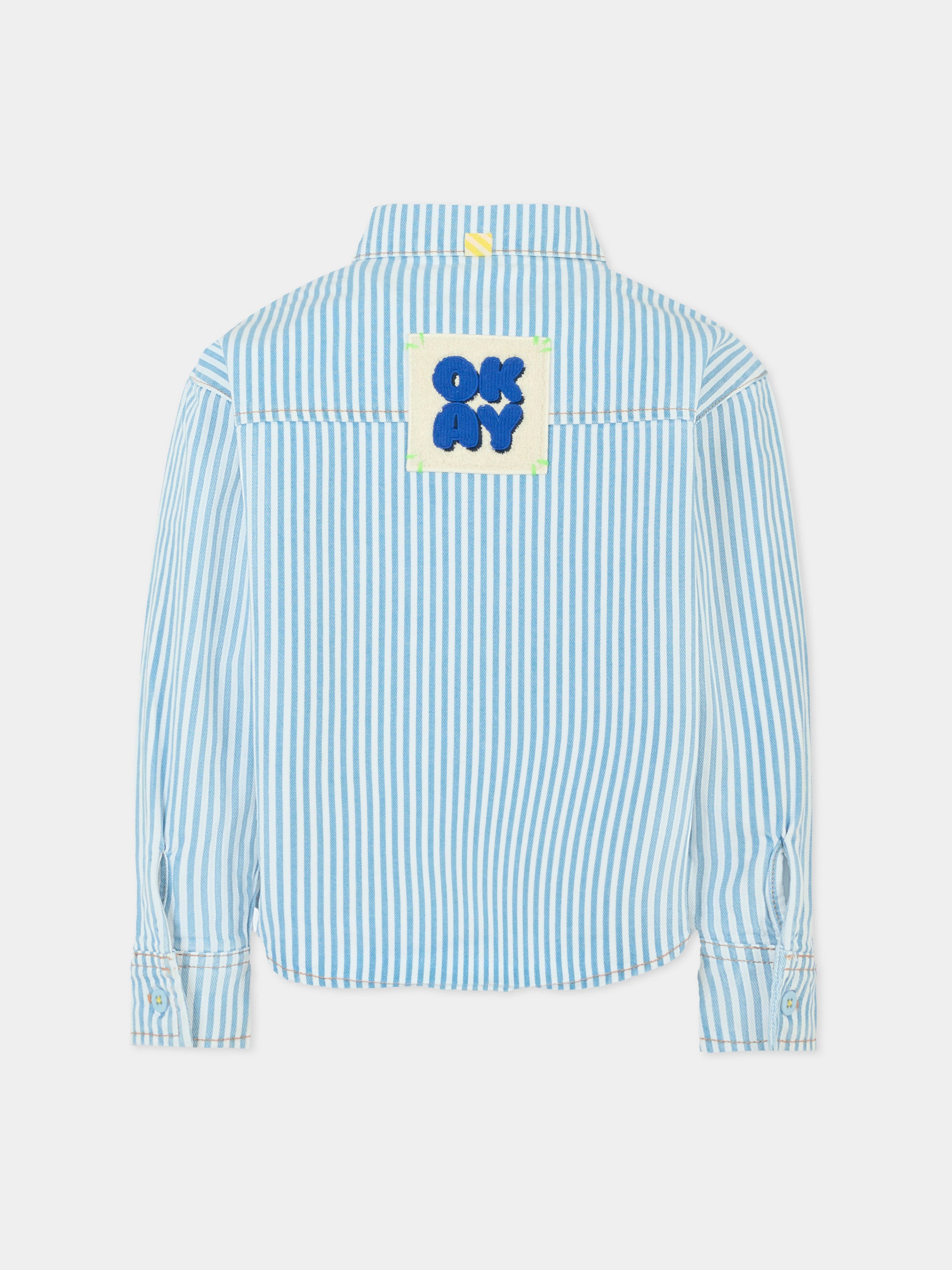 Camicia celeste per bambino con patch,Billieblush,U21194 N48