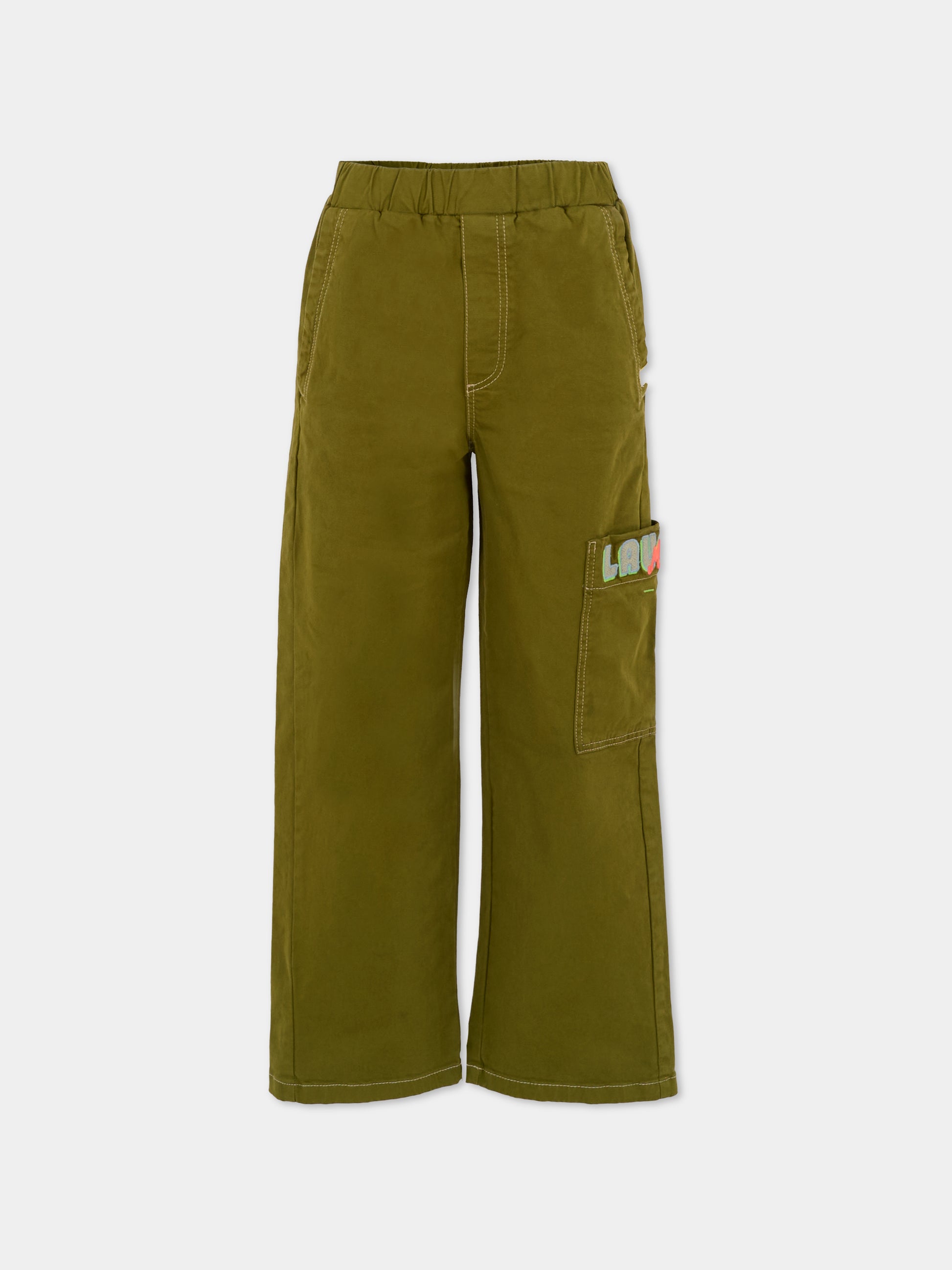 Pantaloni verdi per bambino con ricamo,Billieblush,U21202 64T