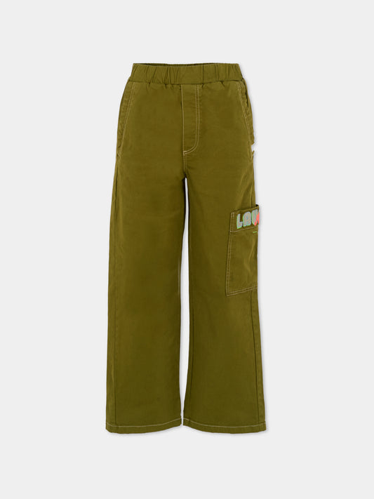 Pantaloni verdi per bambino con ricamo,Billieblush,U21202 64T