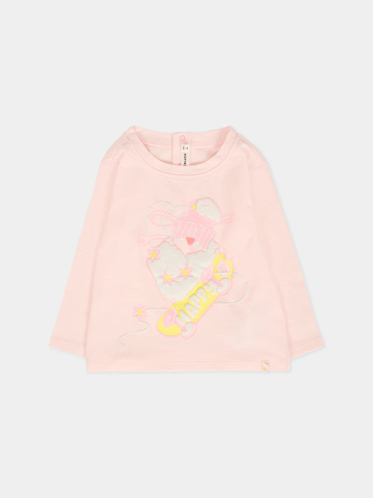 T-shirt rosa per neonata con stampa pecora,Billieblush,U21265 47V