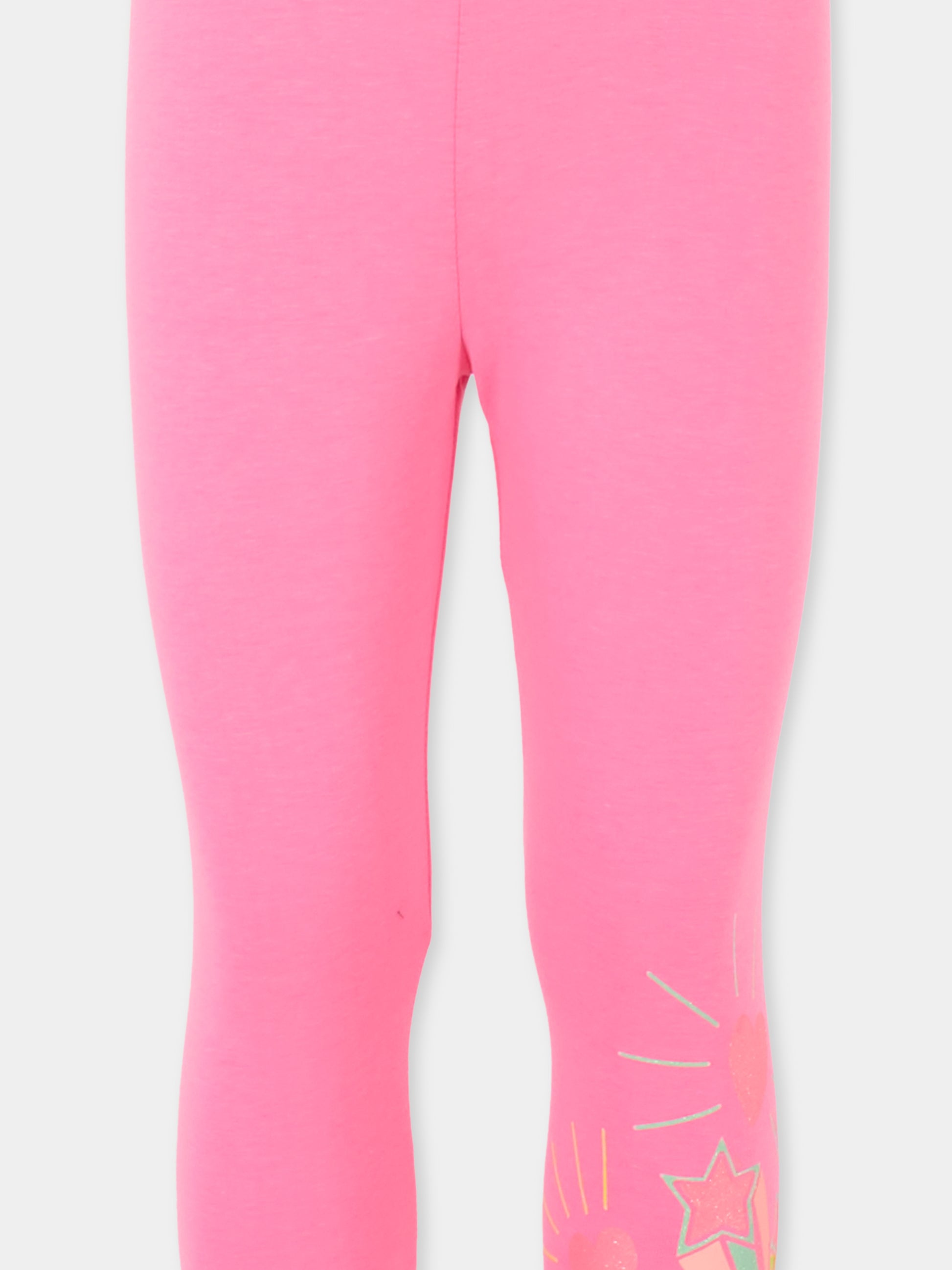 Leggings rosa per bambina con cuori e stella,Billieblush,U21321 473