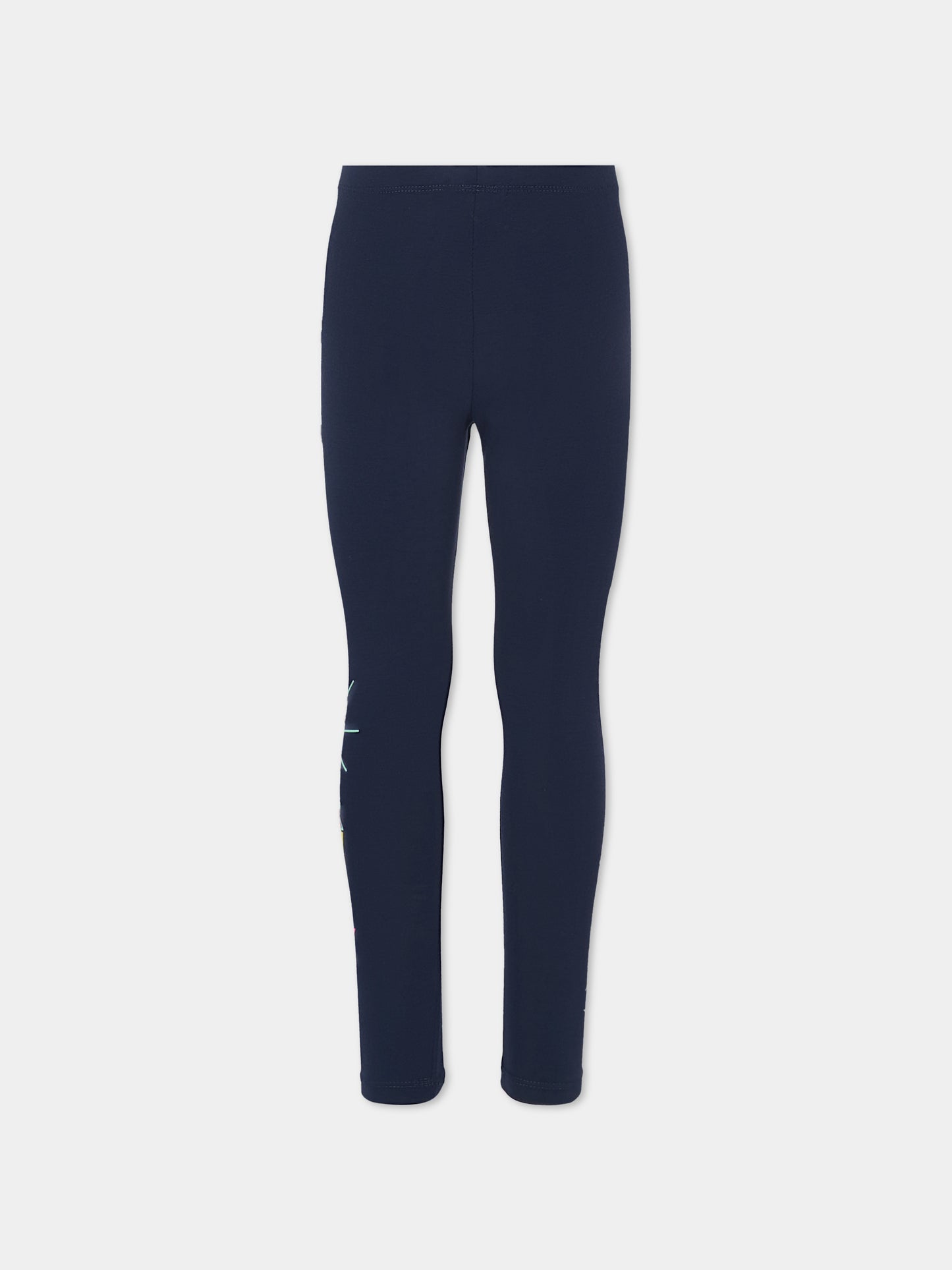 Leggings blu per bambina con cuori e stella,Billieblush,U21321 85T