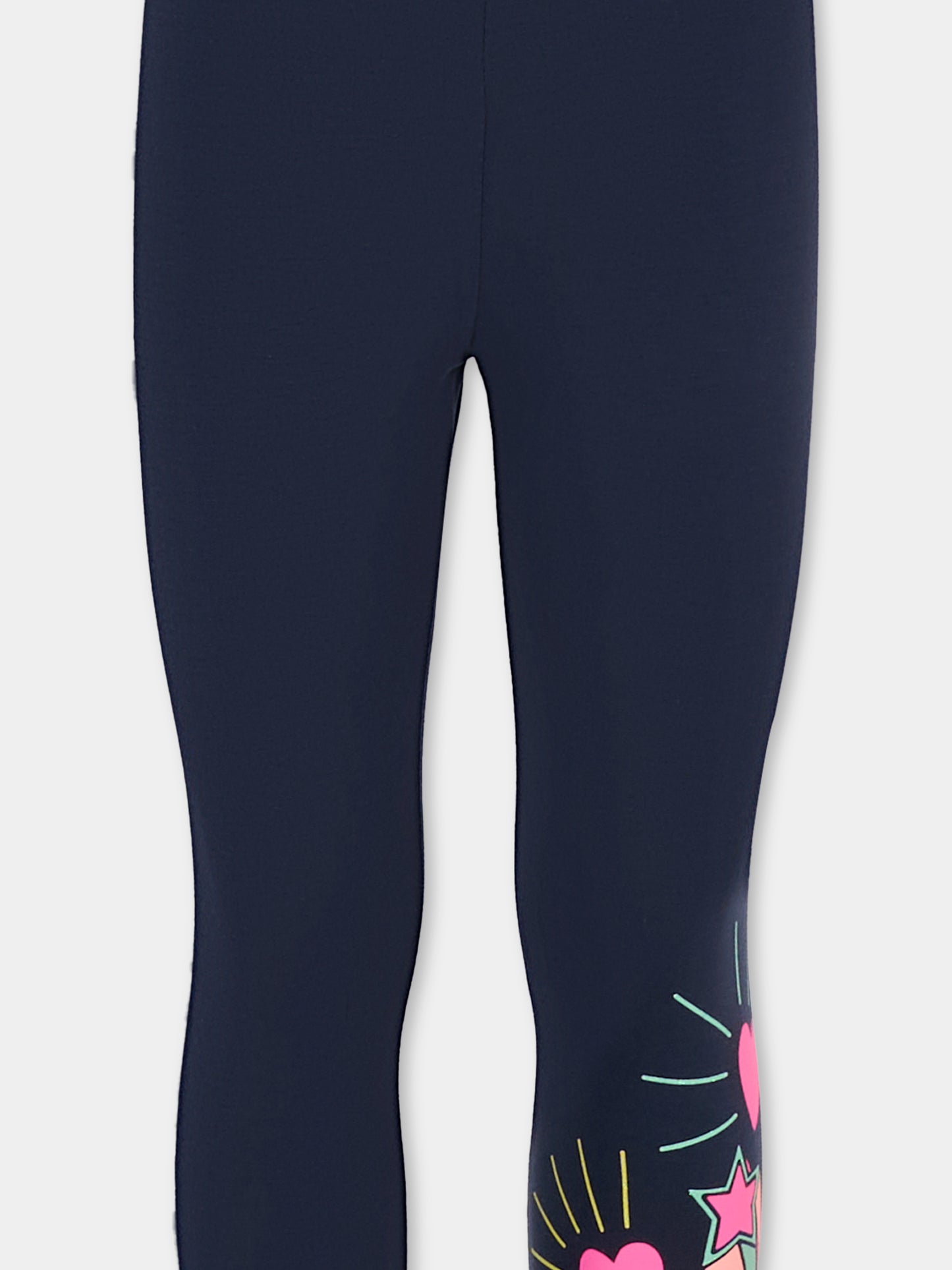 Leggings blu per bambina con cuori e stella,Billieblush,U21321 85T