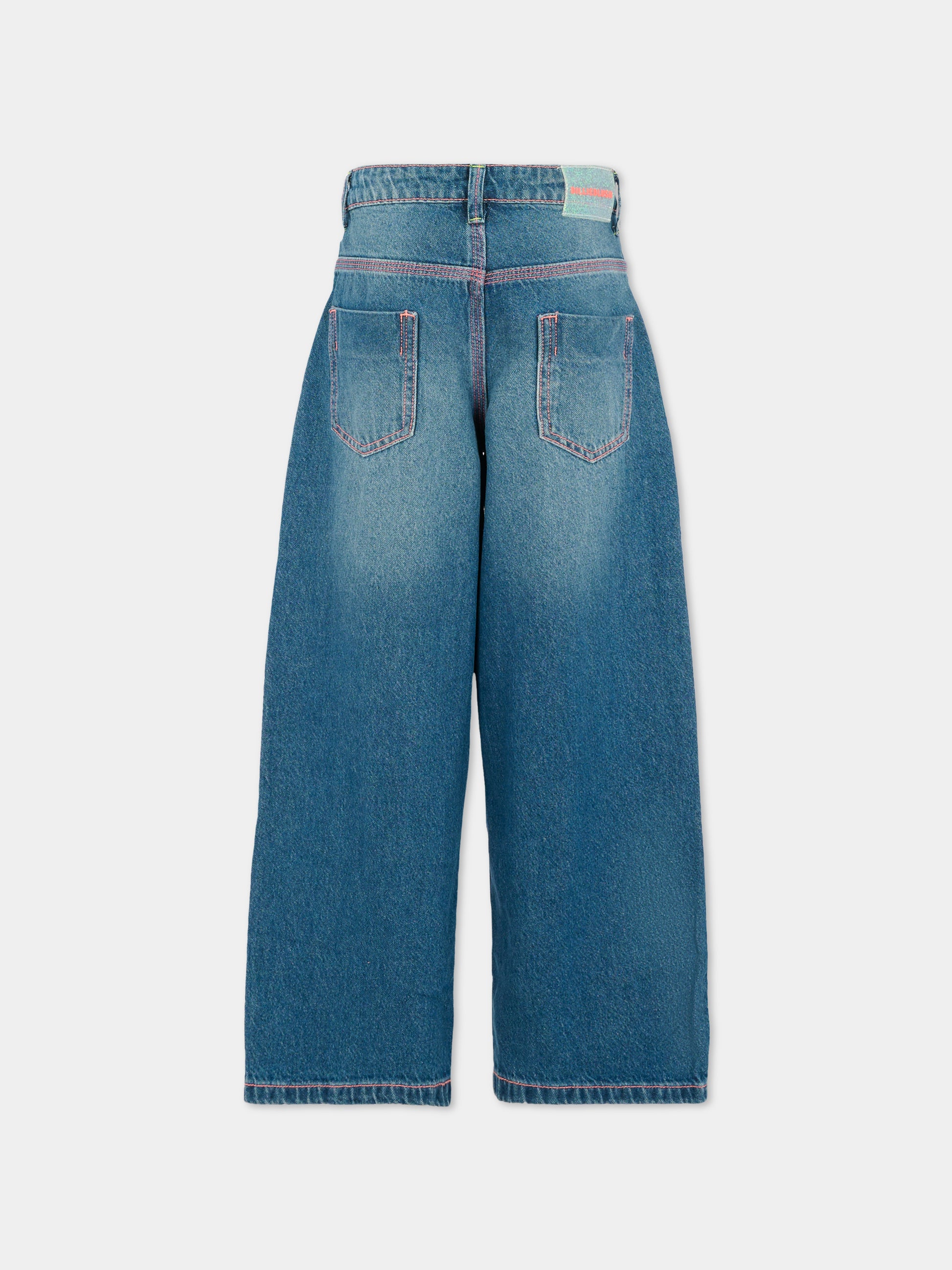 Jeans denim per bambina con cuori ricamati,Billieblush,U21333 Z13