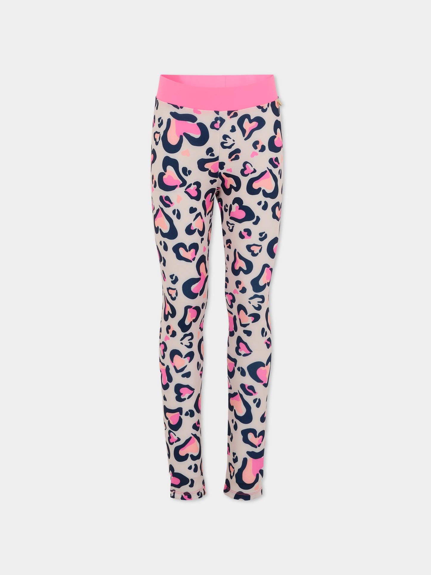 Leggings rosa per bambina con stampa cuori,Billieblush,U21334 47V