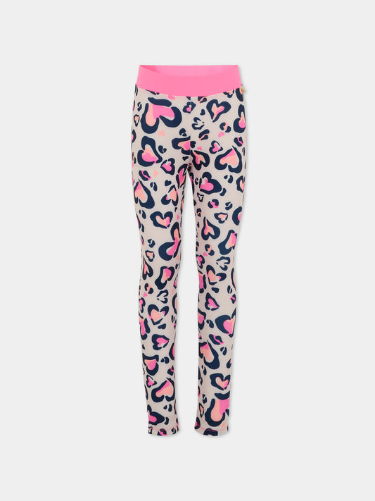 Leggings rosa per bambina con stampa cuori,Billieblush,U21334 47V