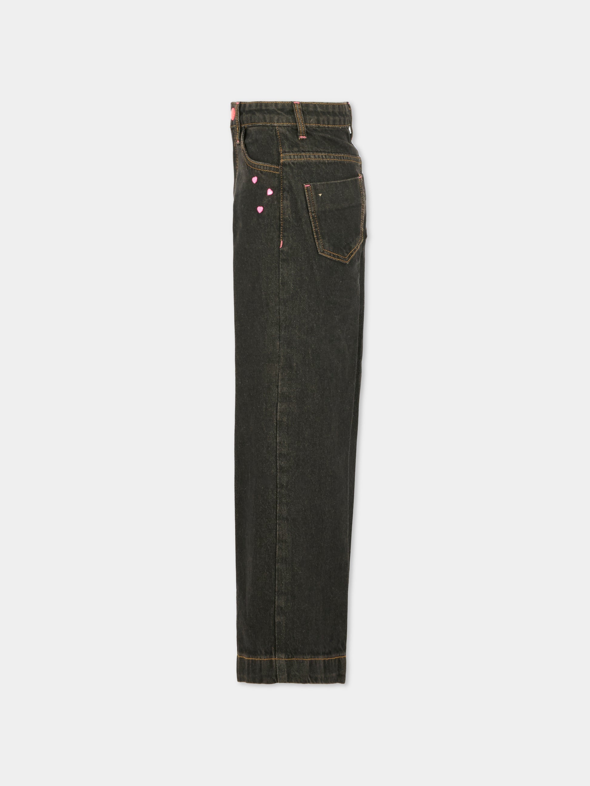 Jeans neri per bambina con cuori,Billieblush,U21340 Z21