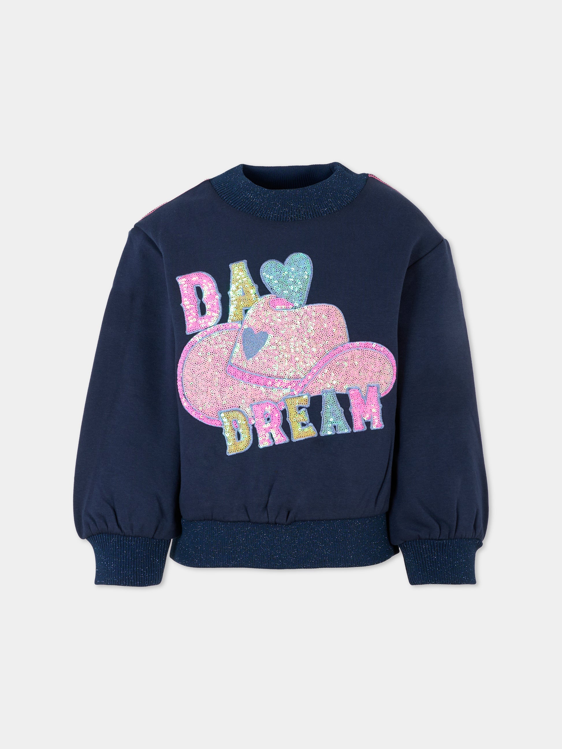 Felpa blu per bambina con cappello,Billieblush,U21371 85T