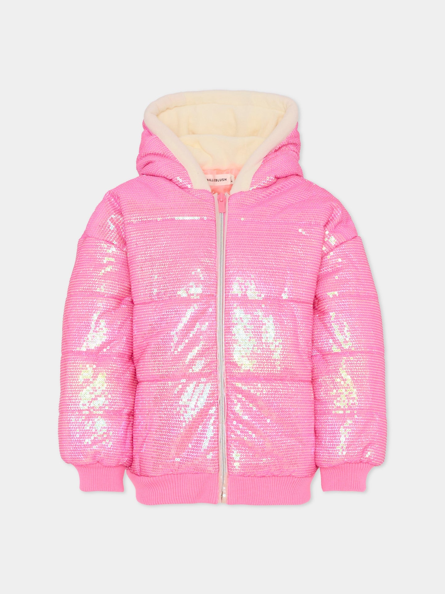 Piumino rosa per bambina con paillettes,Billieblush,U21374 473