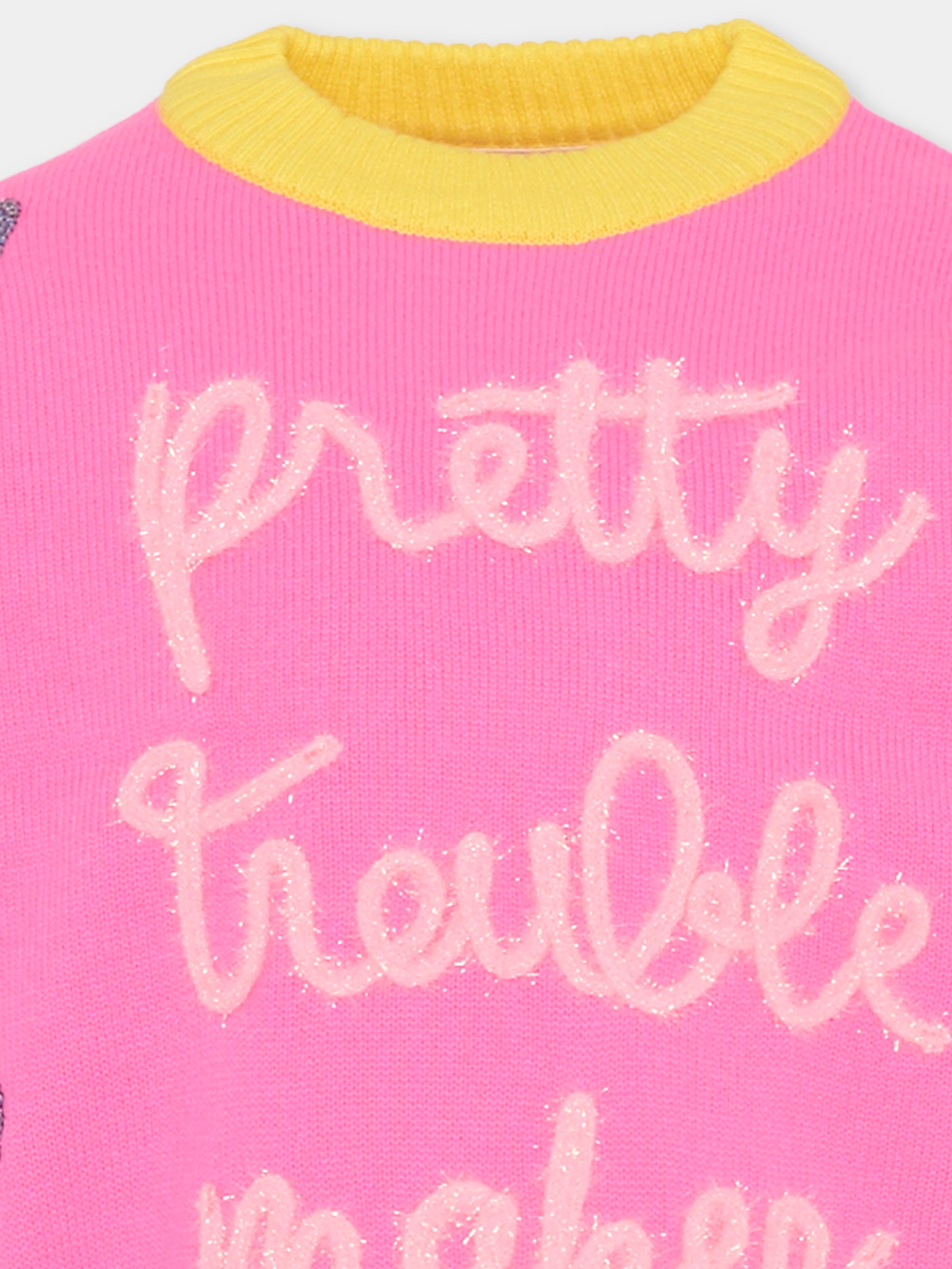 Maglione rosa per bambina con cuori,Billieblush,U21378 473