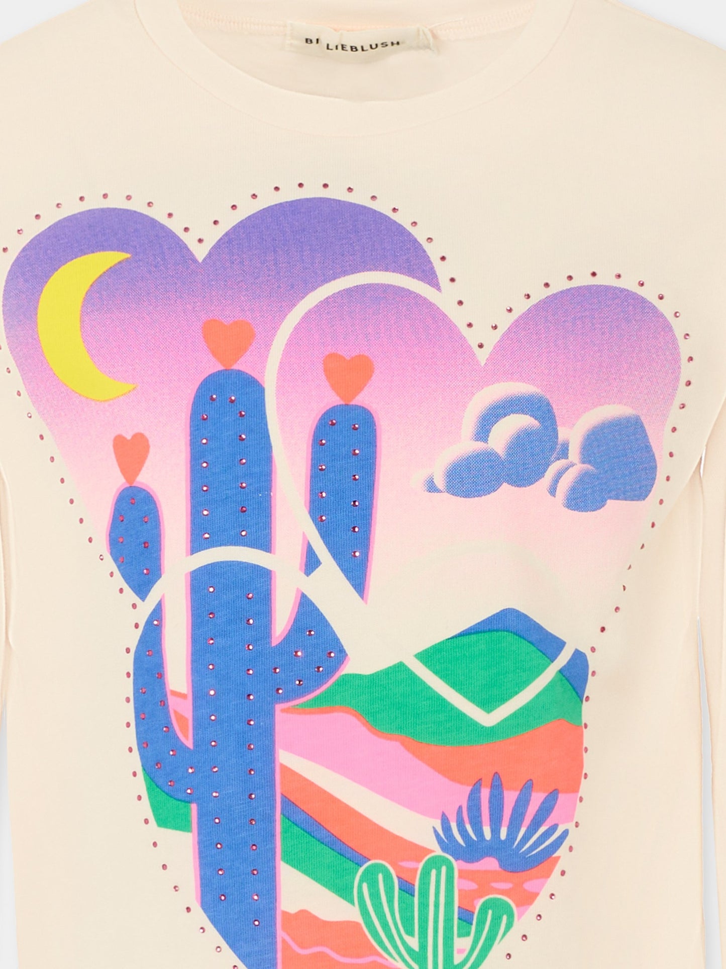 T-shirt rosa per bambina con cactus,Billieblush,U21402 47V