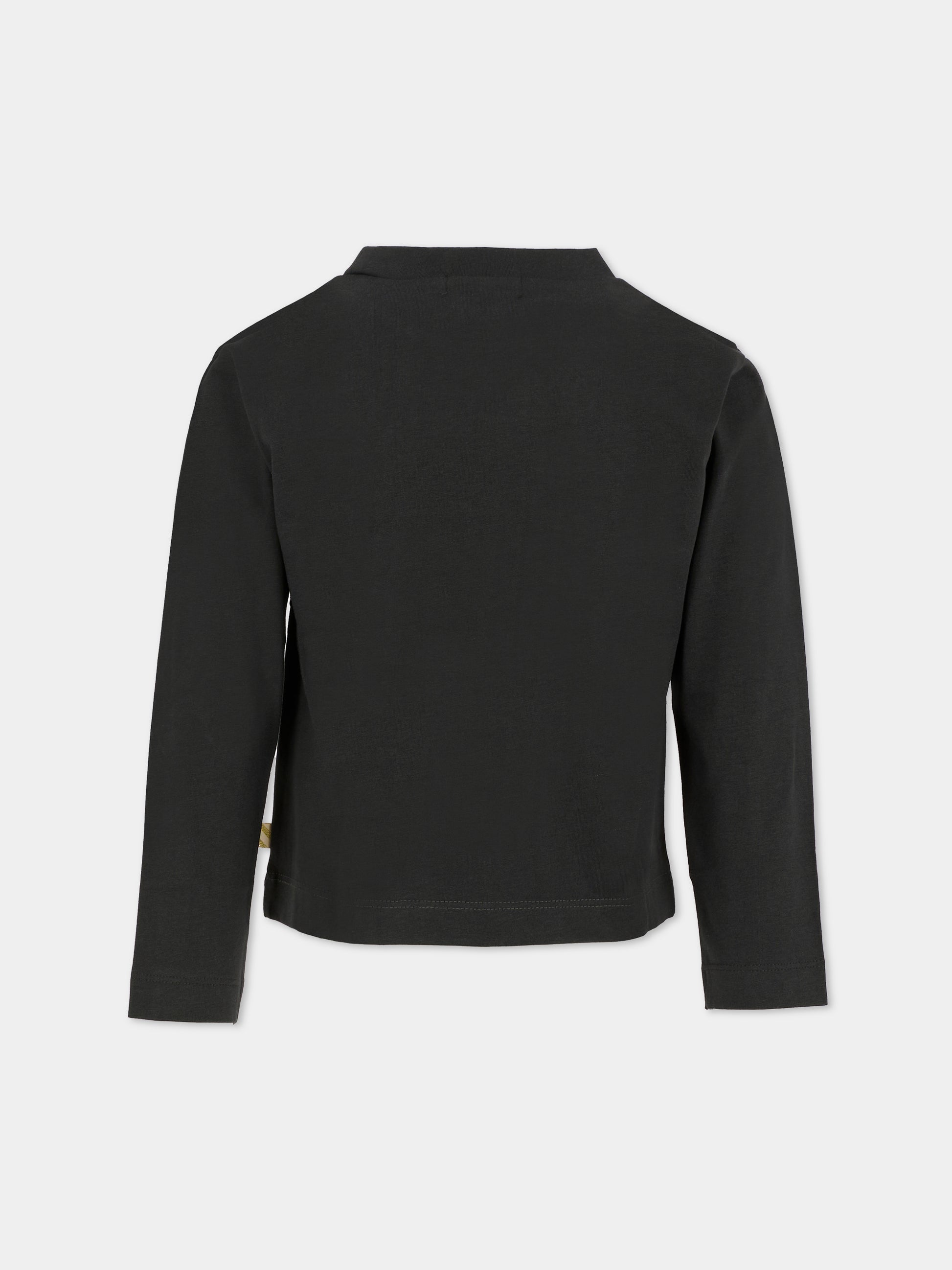 T-shirt nera per bambina con cavalli,Billieblush,U21426 062