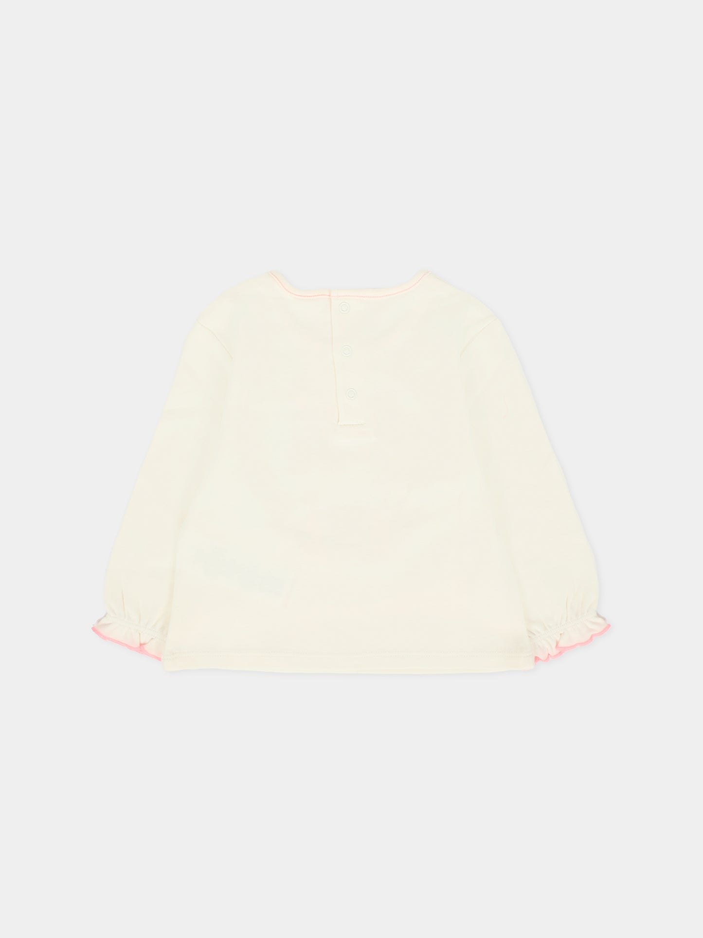 T-shirt avorio per neonata con gatto,Billieblush,U21462 121