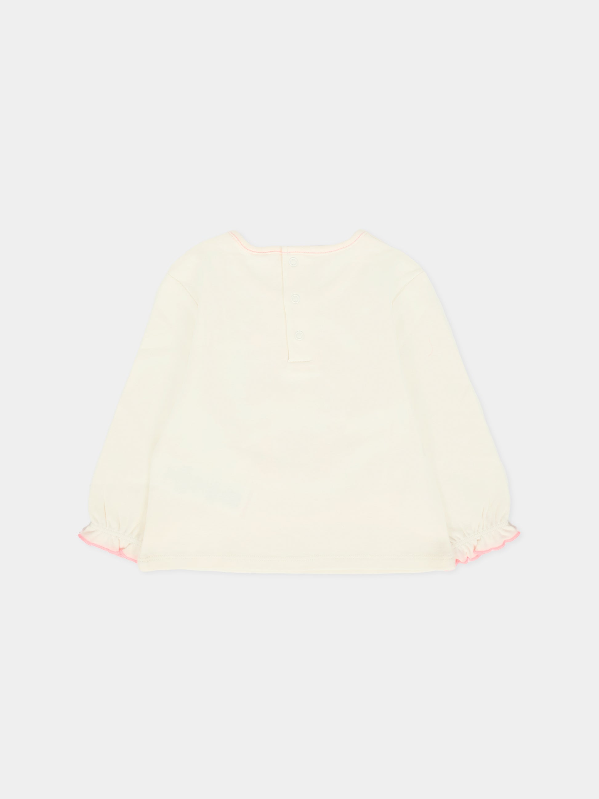 T-shirt avorio per neonata con gatto,Billieblush,U21462 121