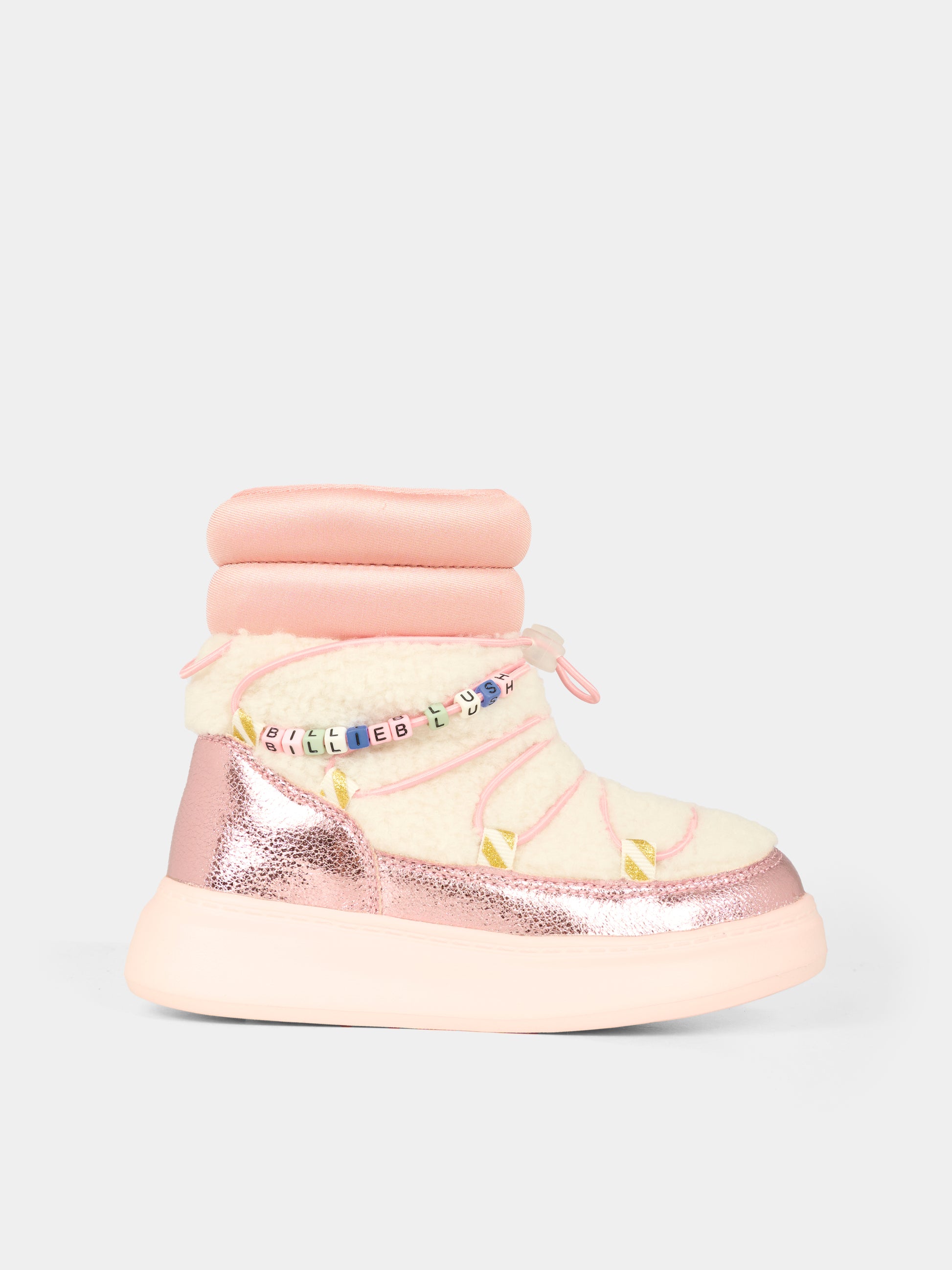 Stivali da neve rosa per bambina con logo,Billieblush,U21477 Z41